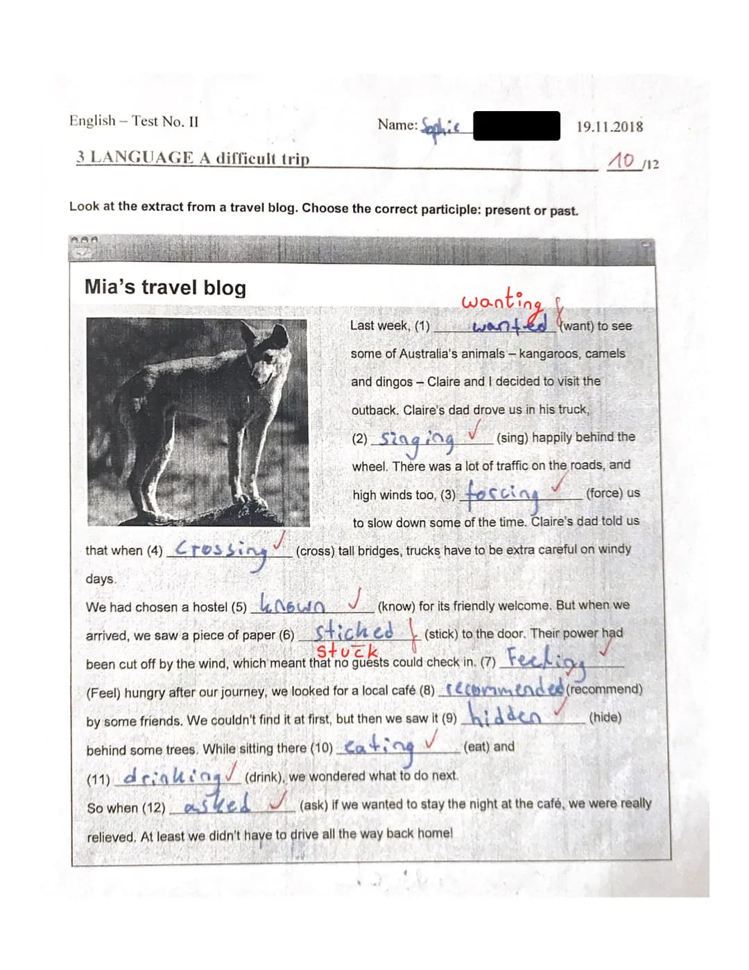 English – 9b – Test No. II Name: Sophie 29.11.2018
1 The Torres Strait Islanders
Read the text. Then do the task.
A short history of the