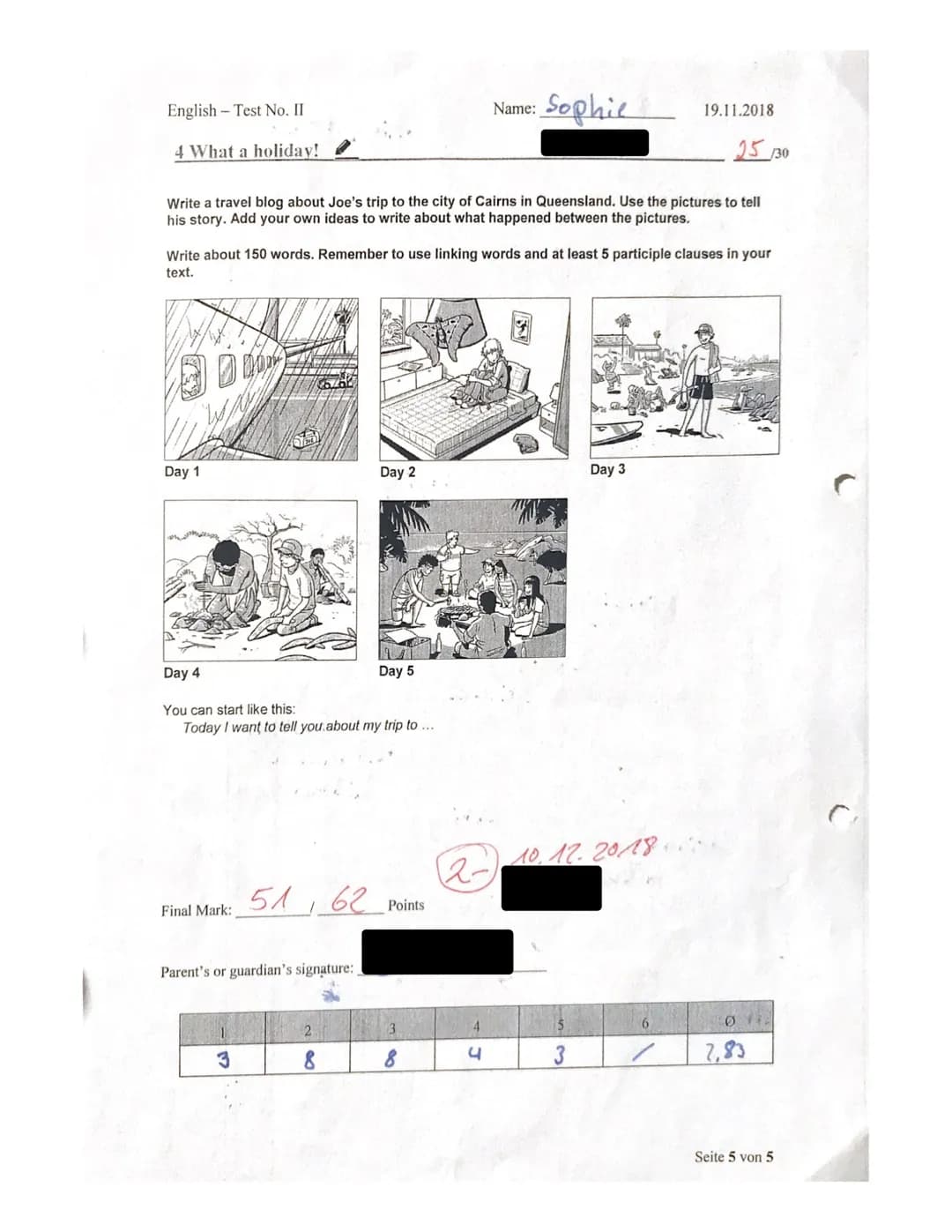English – 9b – Test No. II Name: Sophie 29.11.2018
1 The Torres Strait Islanders
Read the text. Then do the task.
A short history of the