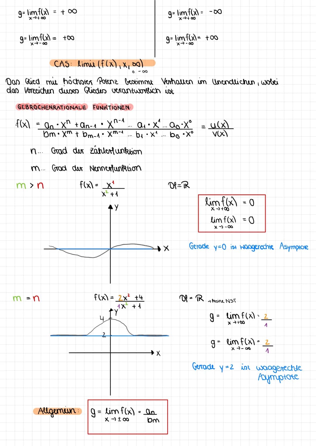# Grenzwerte von Funktionen
allgemeiner Funktionsum:
GANZRATIONALE FUNKTIONEN:
f(x) = an.x + An-1 X-1 ... a₁. X¹ + ao.x。
GEBROCHENRATION