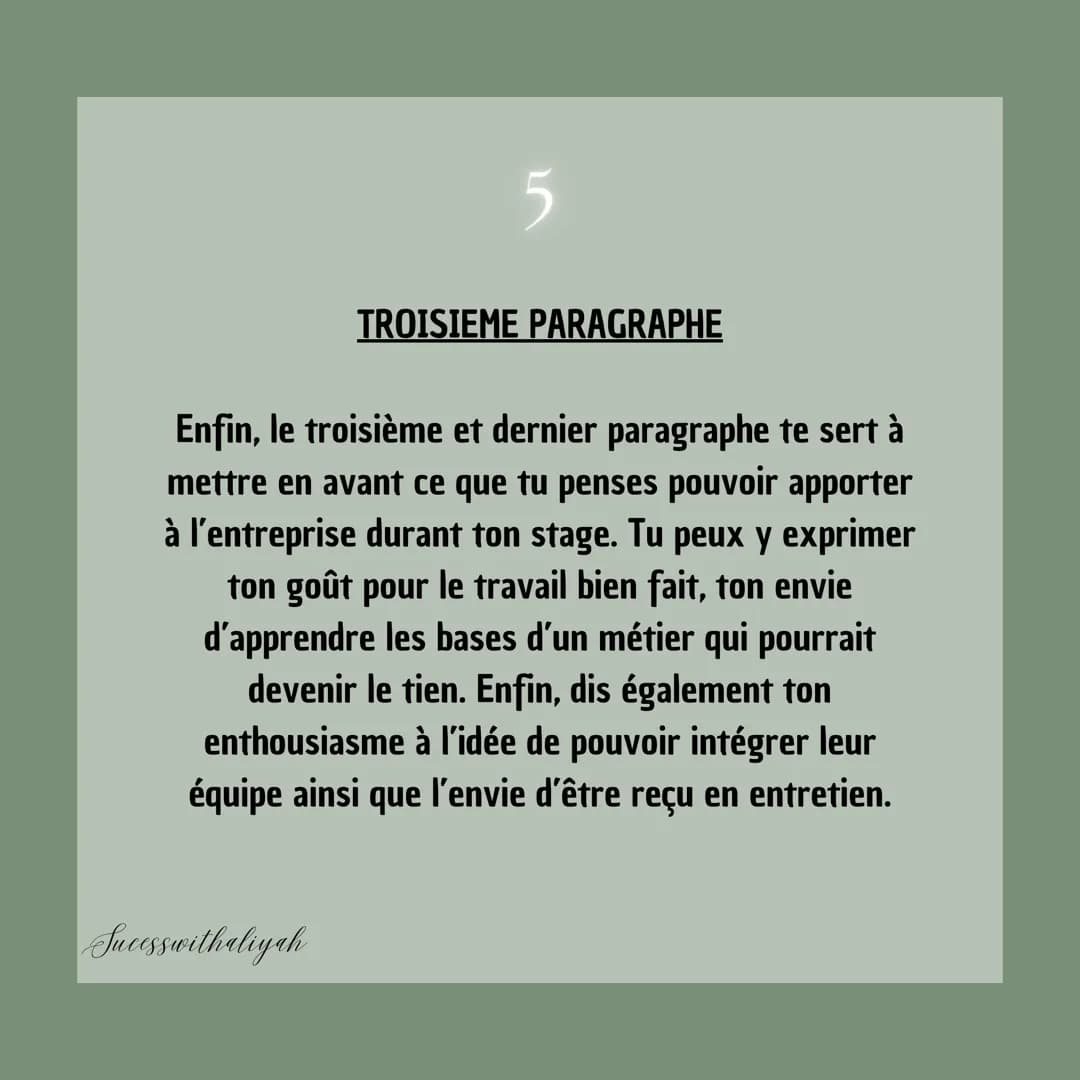 Comment faire une
LETTRE DE
MOTIVATION
3ème
Successwithaliyah Une lettre de motivation
c'est quoi ?
Une lettre de motivation est
un courri