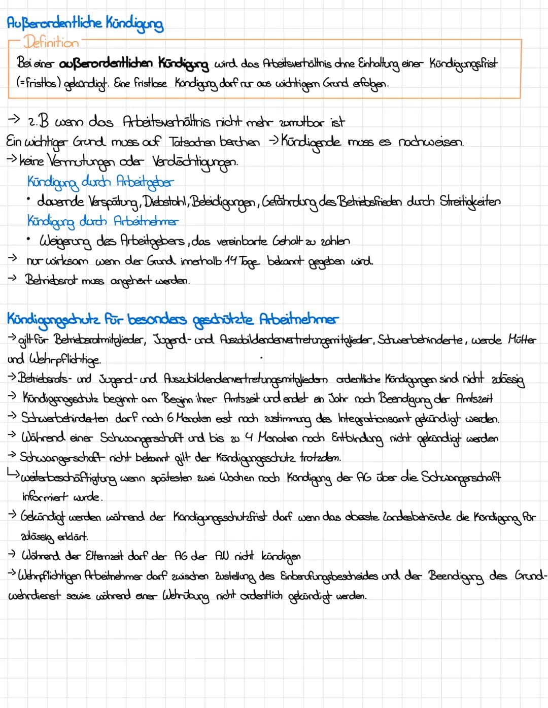 Zussammenfassungen von Seite 88-92
Arten der Beendigung des Arbeitsverhältnisses
Arbeitsverhältnis kann durch Kündigung, Auflösungsvertrag