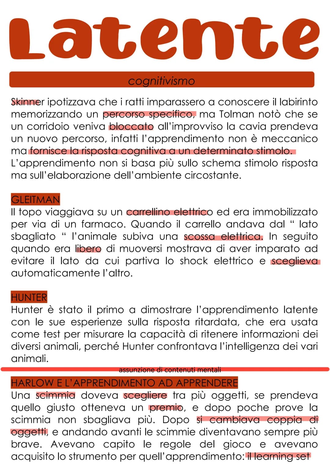 # L'apprendimento
L'apprendimento è il processo con cui un organismo vivente è
modificato più o meno definitivamente da ciò che fa e da
que