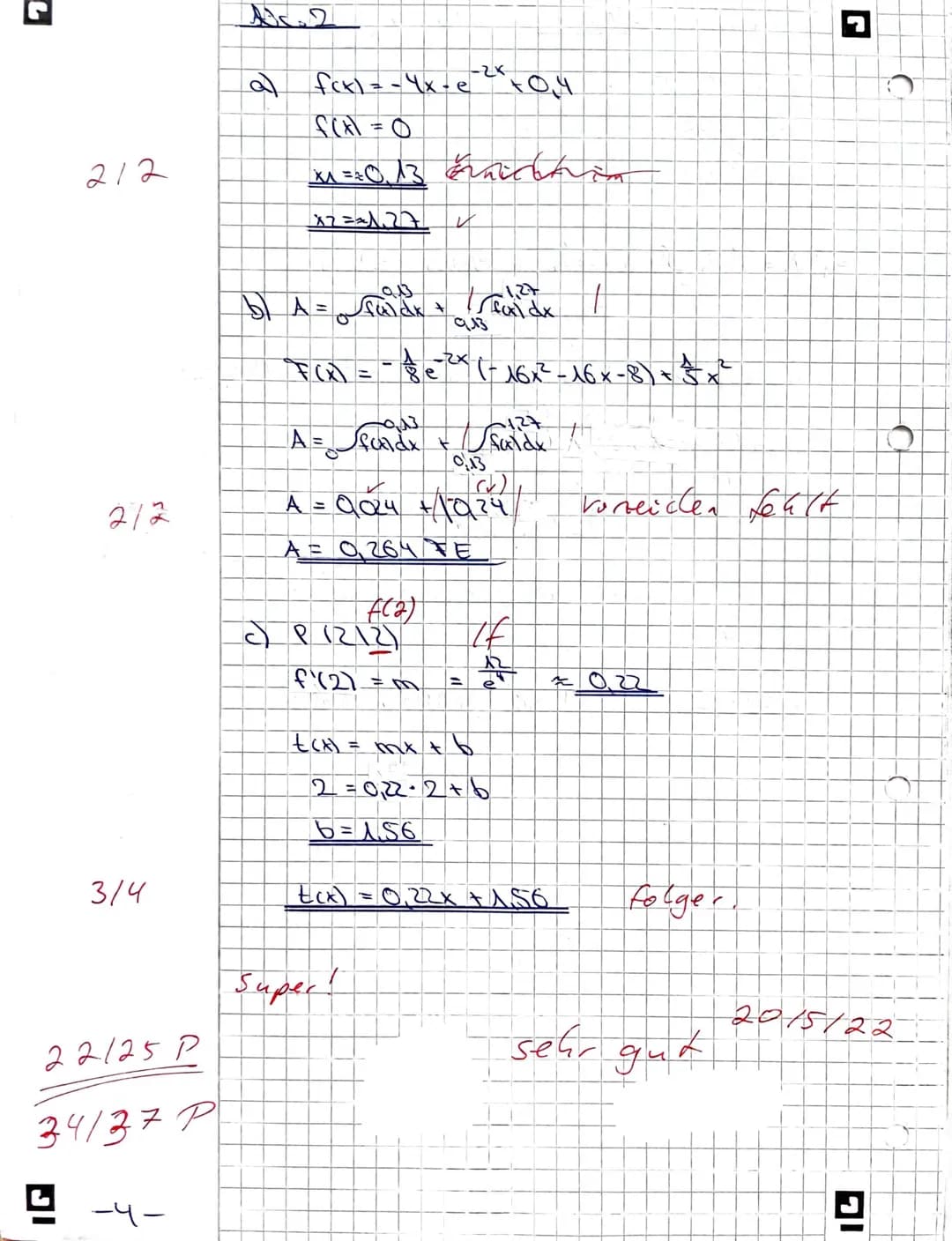 Mathe-Klausur'
Thema: Analysis (e-Funktionen)
04.05.2022
Hilfsmittelfreier Teil - Zeit: Maximal 40 Minuten
Aufgabe 1:
Gegeben ist die Funkt