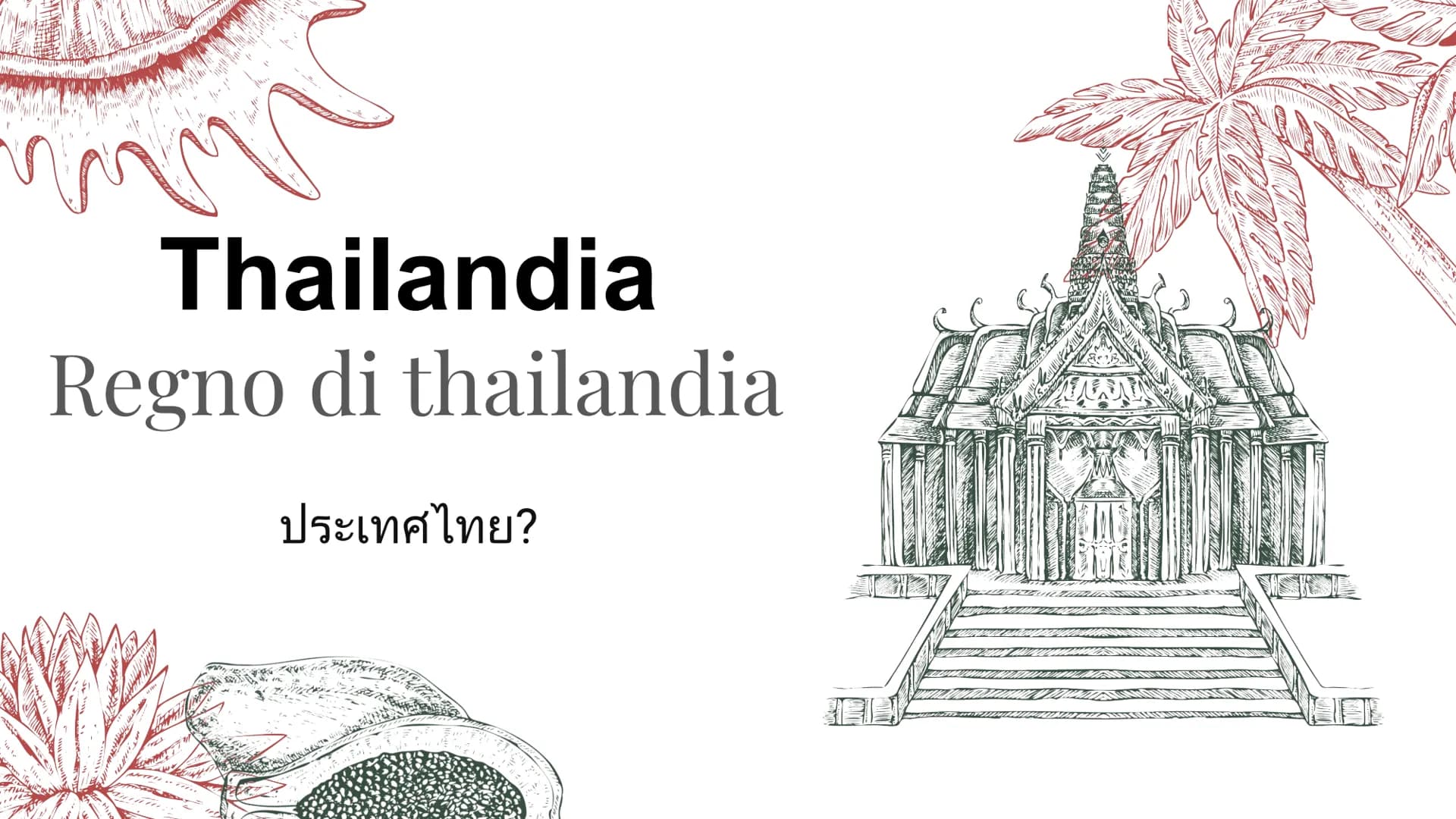 # Thailandia
Regno di thailandia
ประเทศไทย? PARTE FISICA
La Thailandia è uno Stato del Sud-est asiatico,
Confina
-A nord con il Lagos e la