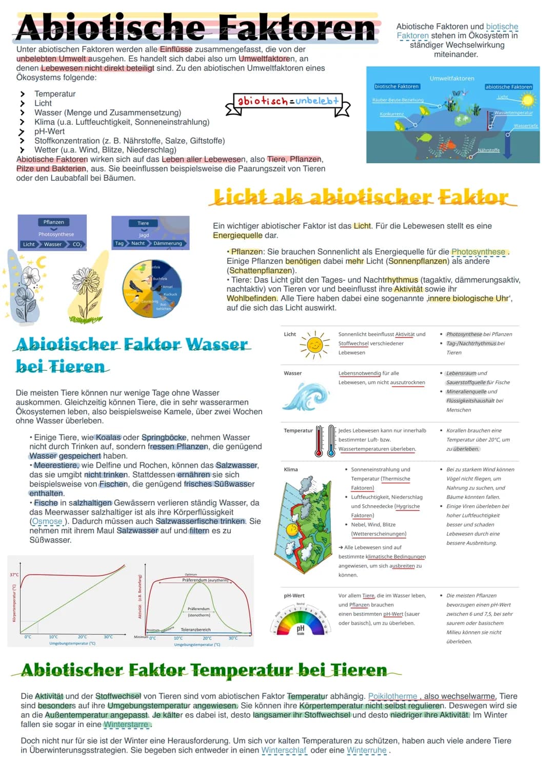# Abiotische Faktoren
Unter abiotischen Faktoren werden alle Einflüsse zusammengefasst, die von der
unbelebten Umwelt ausgehen. Es handelt