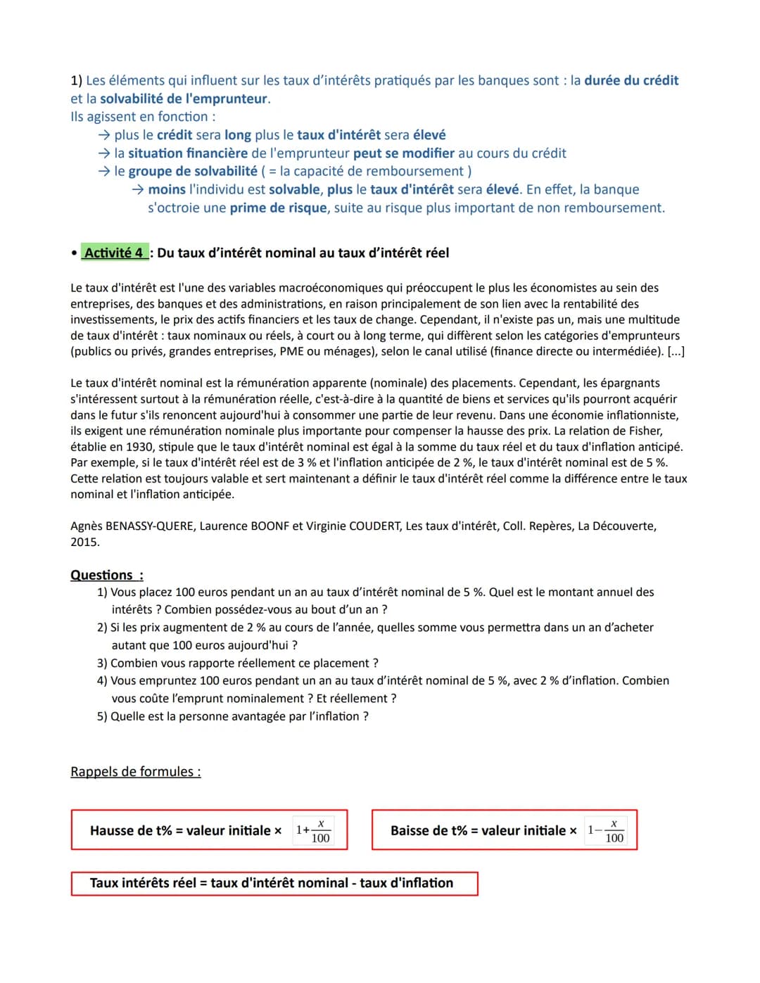 # Chapitre 6 - Comment les agents économiques se financent-ils ?
Introduction: Découvrir les notions introductrices au chapitre
* Activité