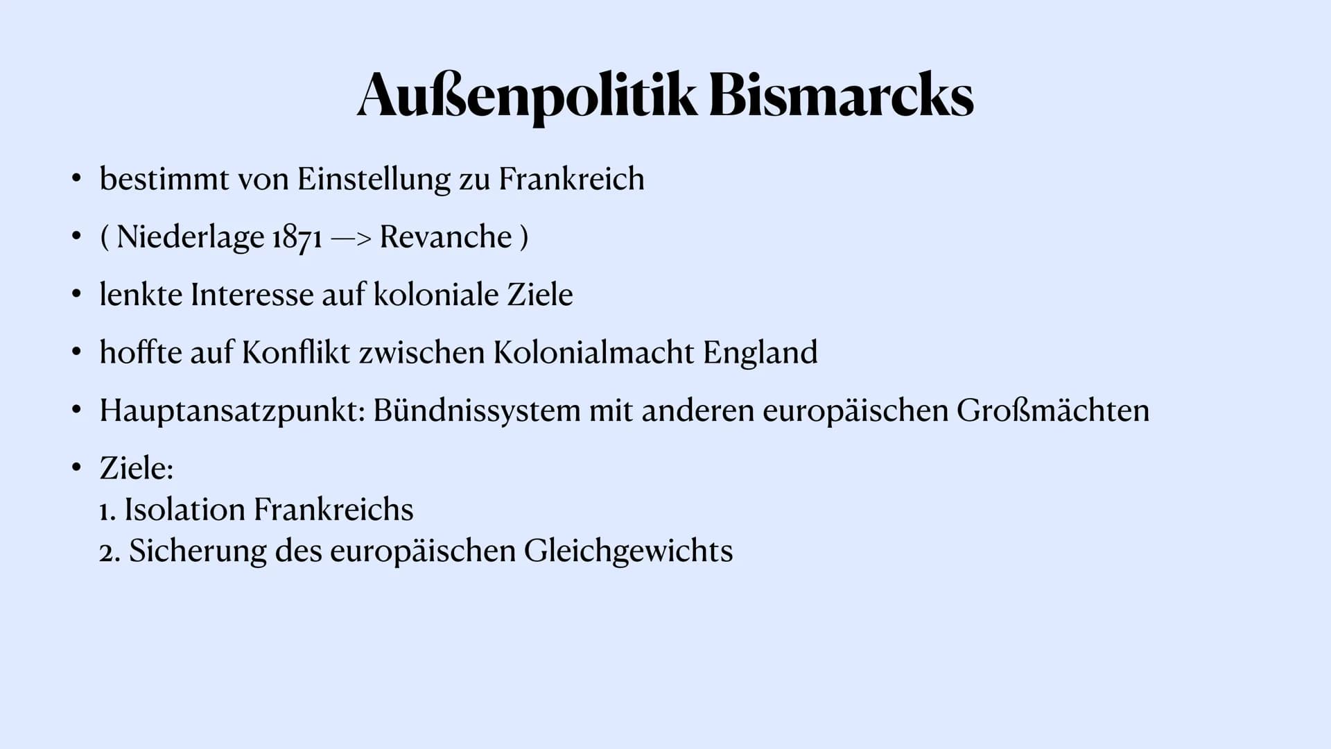 # Bismarcks Bündnissystem
Otto von Bismarck
Malena Trapp, 5.1.22 # Themen
• Ausgangslage
• Außenpolitik Bismarcks
• Rolle des neuen Deu