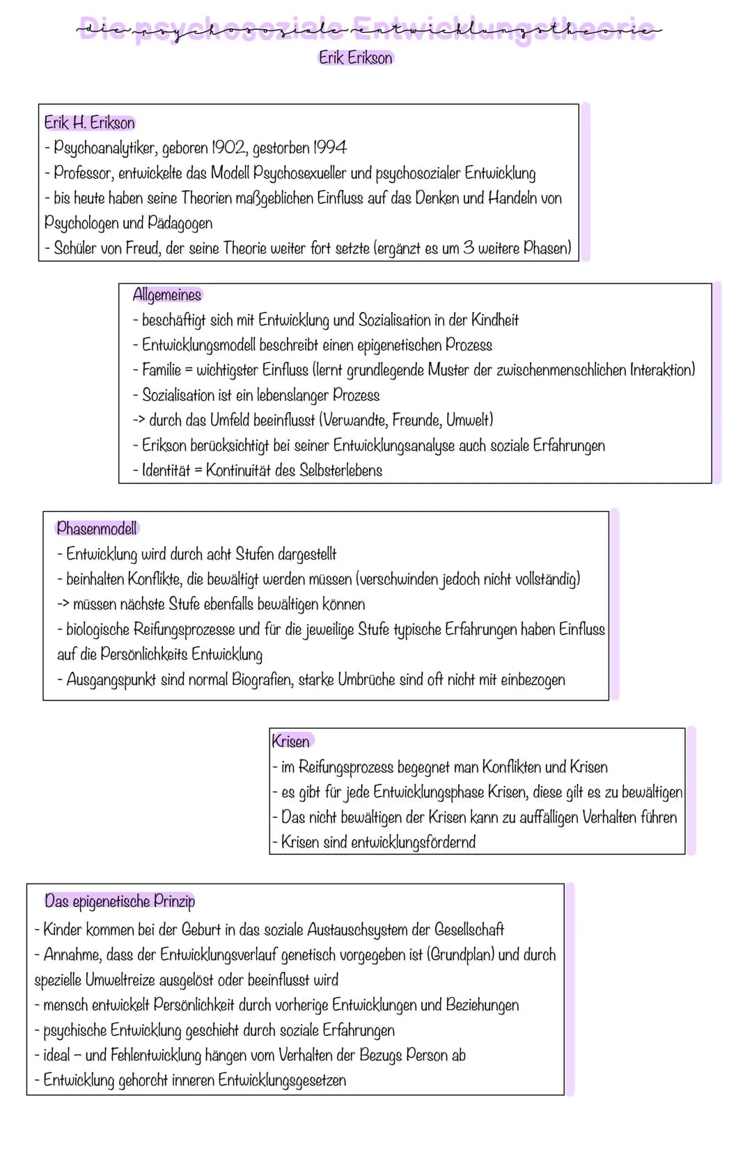 # Die psychosoziale Entwicklungstheorie
Erik Erikson
Erik H. Erikson
- Psychoanalytiker, geboren 1902, gestorben 1994
- Professor, entwic