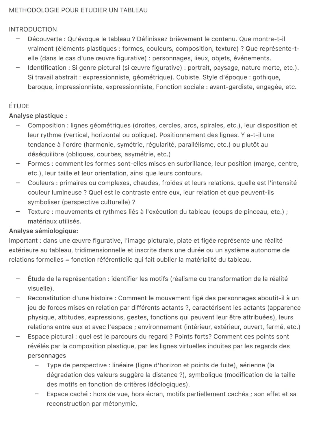 # METHODOLOGIE POUR ETUDIER UN TABLEAU
INTRODUCTION
- Découverte: Qu'évoque le tableau ? Définissez brièvement le contenu. Que montre-t-il