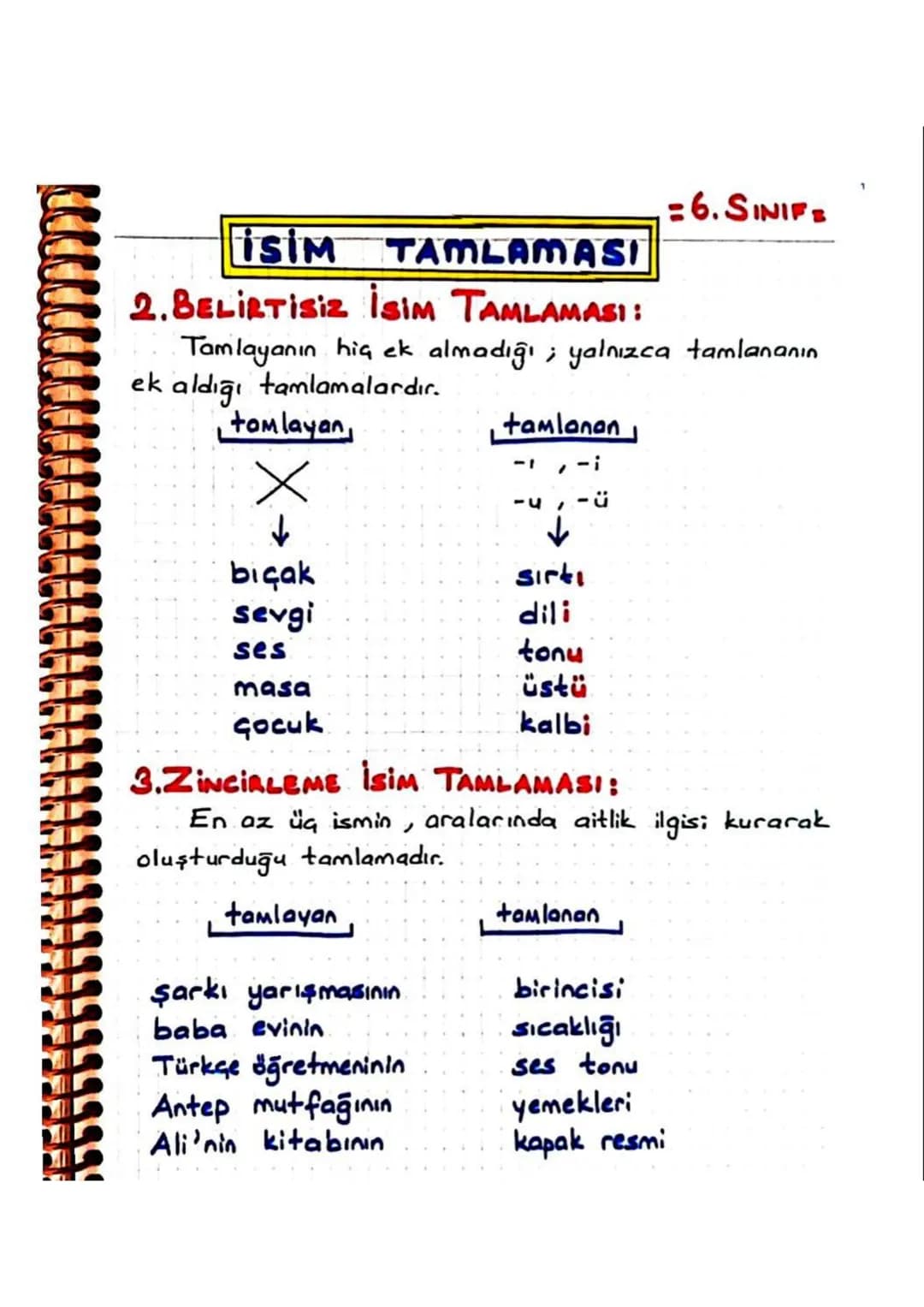 =6.SINIF =
İsim TAMLAMASI
En az iki ismin anlamca tamamlanmasıyla oluşan
sda grubuna, isim TAMLAMASI denir.
BELİRTİLİ
SIM
TAMLAMASI
a