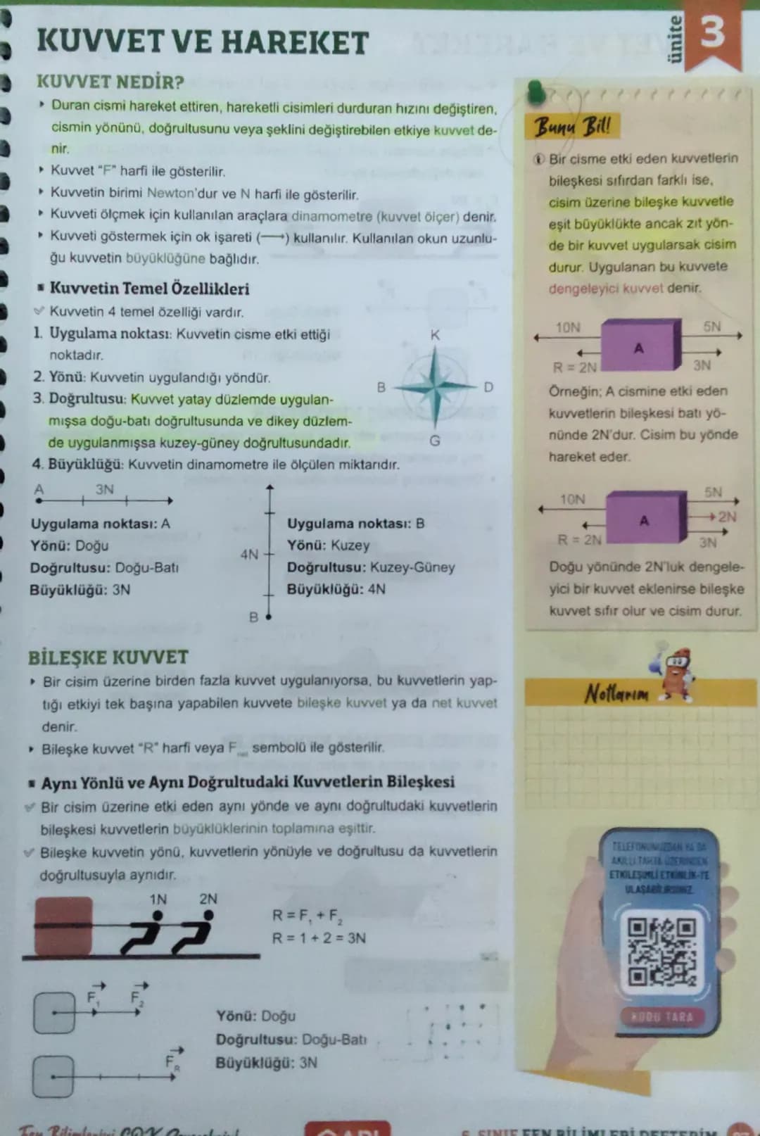 # KUVVET VE HAREKET
## KUVVET NEDİR?
▸ Duran cismi hareket ettiren, hareketli cisimleri durduran hızını değiştiren,
cismin yönünü, doğrultu