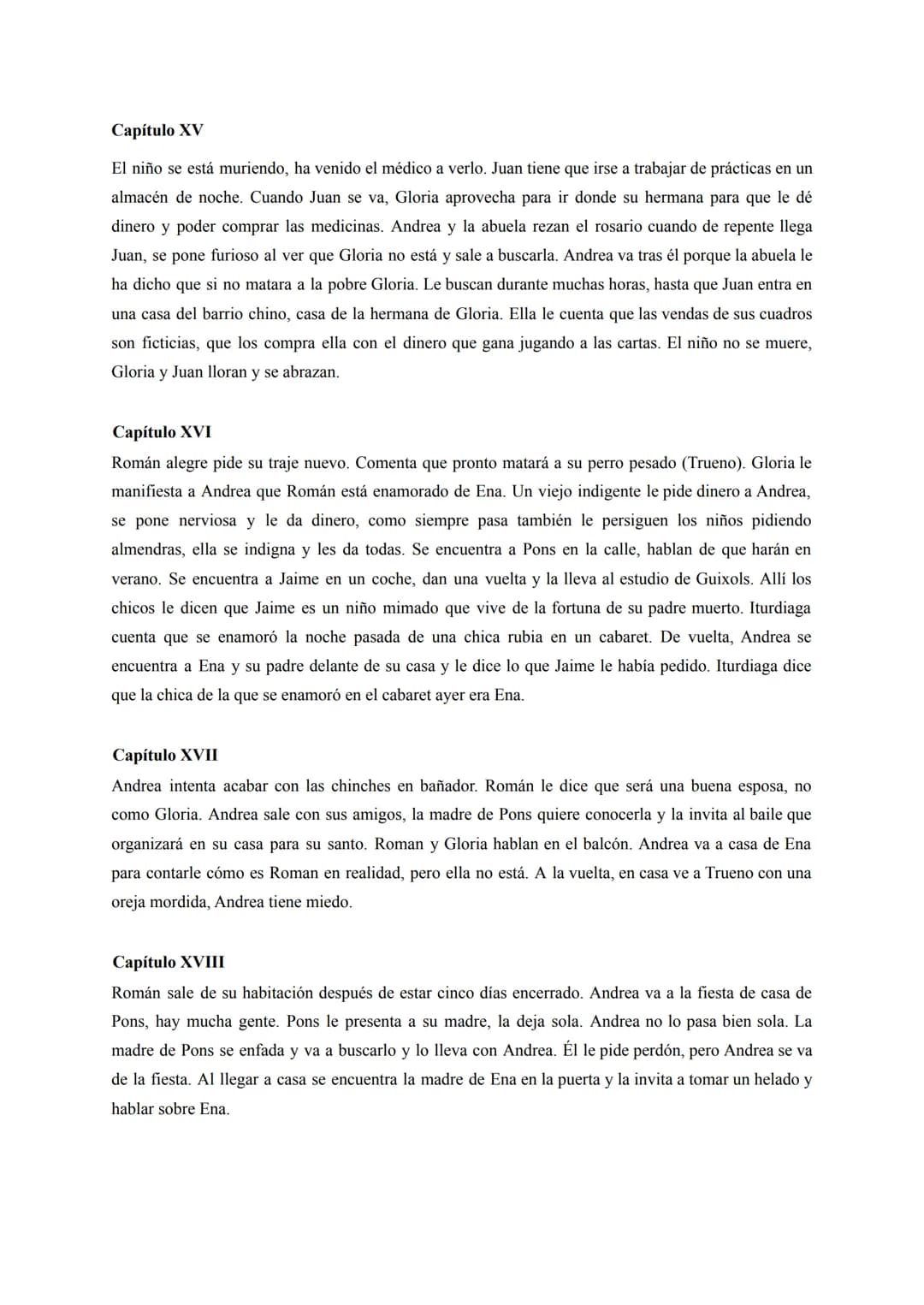 <h2>PRIMERA PARTE</h2>
<h3>Capítulo I</h3>
<p>Andrea llega a Barcelona en tren de madrugada y se dirige a casa de su abuela en la calle Ari