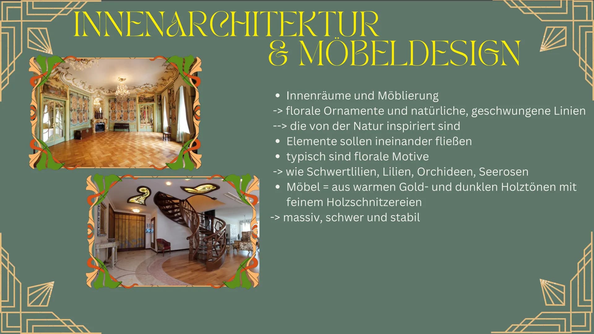 Art nouveau
Modern Style
Stile Floreale
Modern
Skønvirkestijl
Modernisme
Liberty JUGENDSTIL GLIEDERUNG
1
2
-3
zeitliche
Merkmale &
K