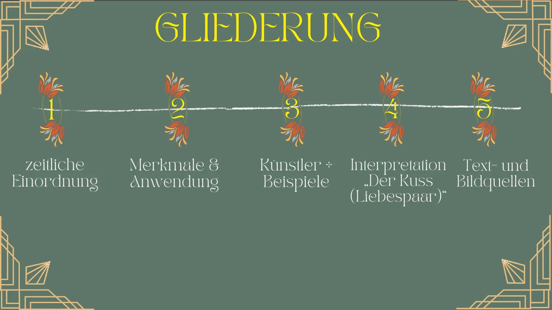 Art nouveau
Modern Style
Stile Floreale
Modern
Skønvirkestijl
Modernisme
Liberty JUGENDSTIL GLIEDERUNG
1
2
-3
zeitliche
Merkmale &
K