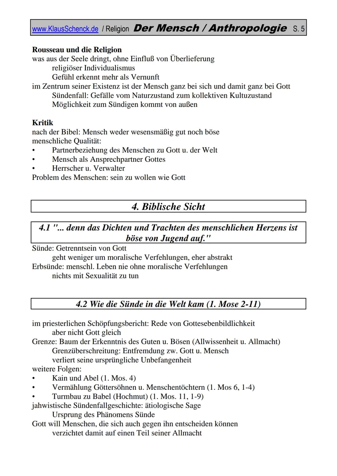 # www.KlausSchenck.de / Religion Der Mensch / Anthropologie S.1
# Anthropologie / Der Mensch
Peter Kliemann: "Glauben ist menschlich."
Ca