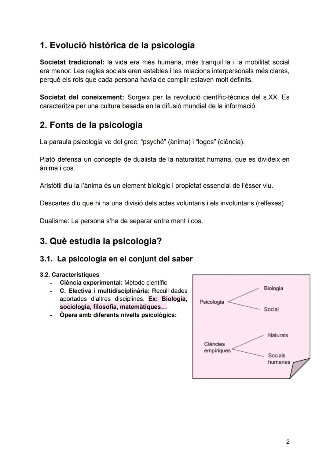 # PSICOLOGIA COM A CIÈNCIA # ÍNDEX
1. Evolució històrica de la psicologia...................................2
2. Fonts de la psicologia...