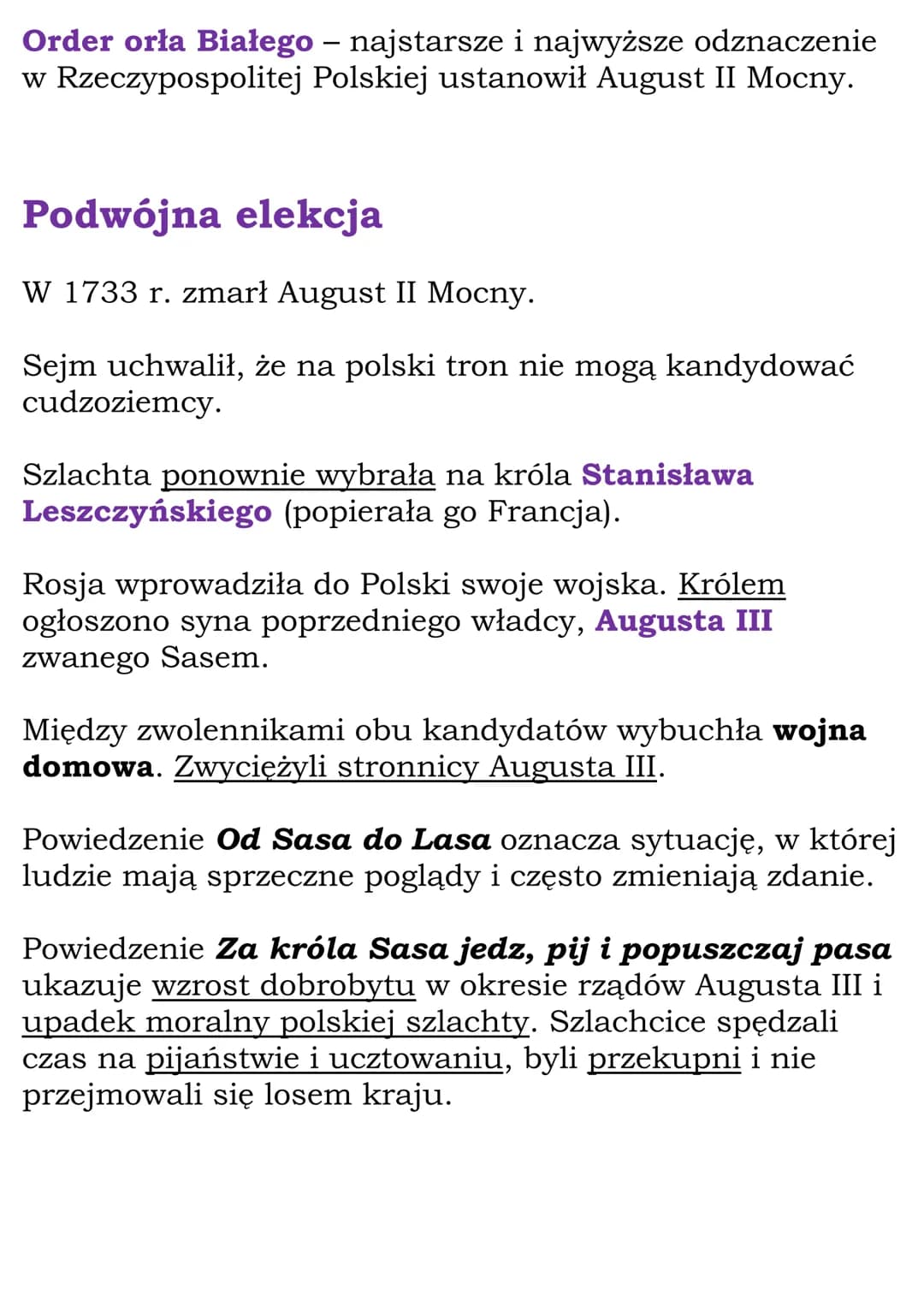 # Upadek Rzeczpospolitej
Cały dział
# 1.Rzeczpospolita pod rządami
Wettinów
1697 r. - koronacja Augusta Il Mocnego
1717 r. - sejm niemy