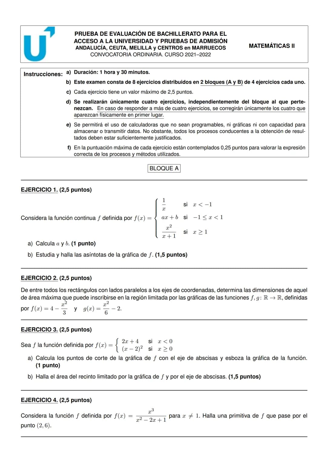 # PRUEBA DE EVALUACIÓN DE BACHILLERATO PARA EL
# ACCESO A LA UNIVERSIDAD Y PRUEBAS DE ADMISIÓN
# ANDALUCÍA, CEUTA, MELILLA y CENTROS en MARR