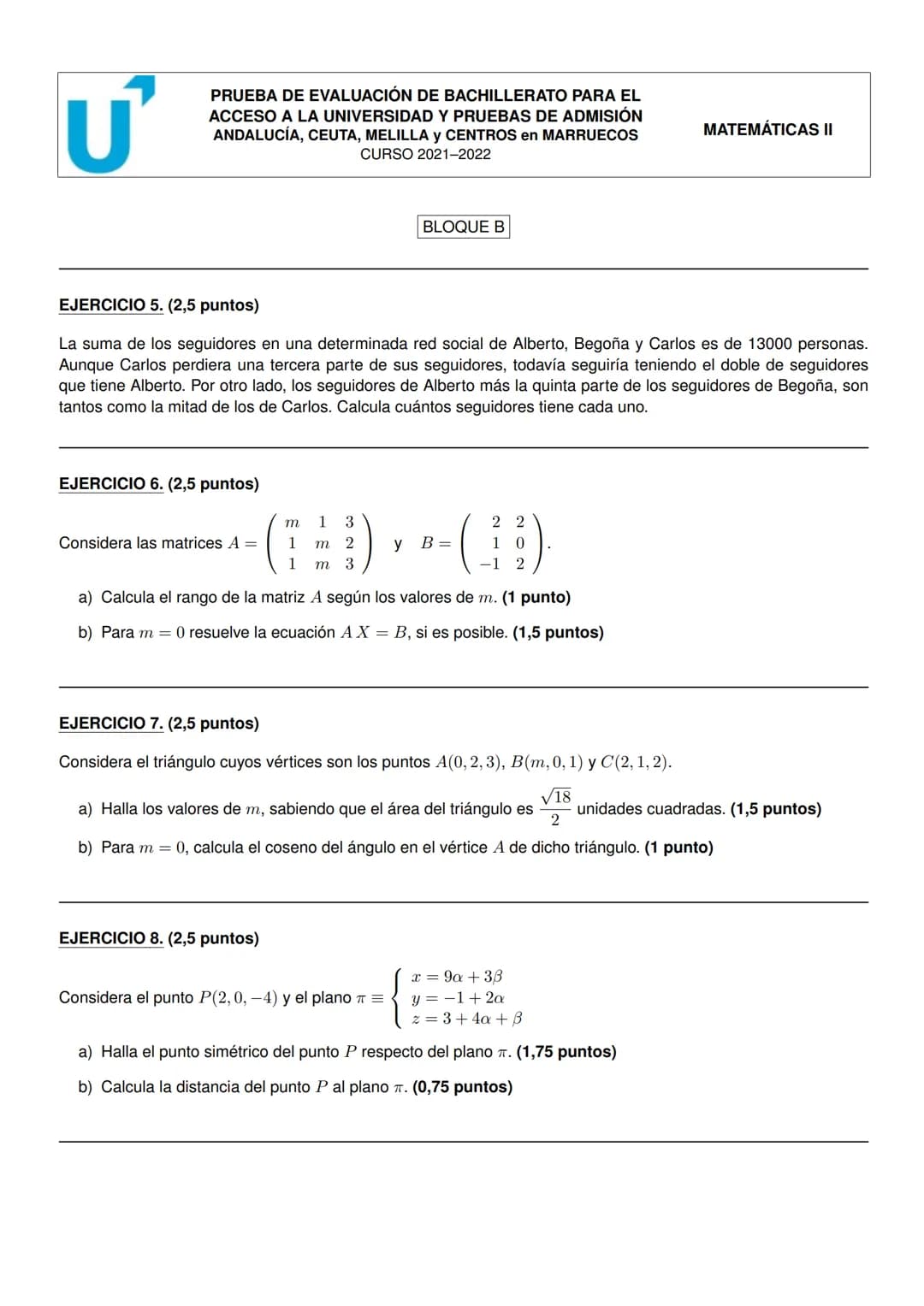 # PRUEBA DE EVALUACIÓN DE BACHILLERATO PARA EL
# ACCESO A LA UNIVERSIDAD Y PRUEBAS DE ADMISIÓN
# ANDALUCÍA, CEUTA, MELILLA y CENTROS en MARR