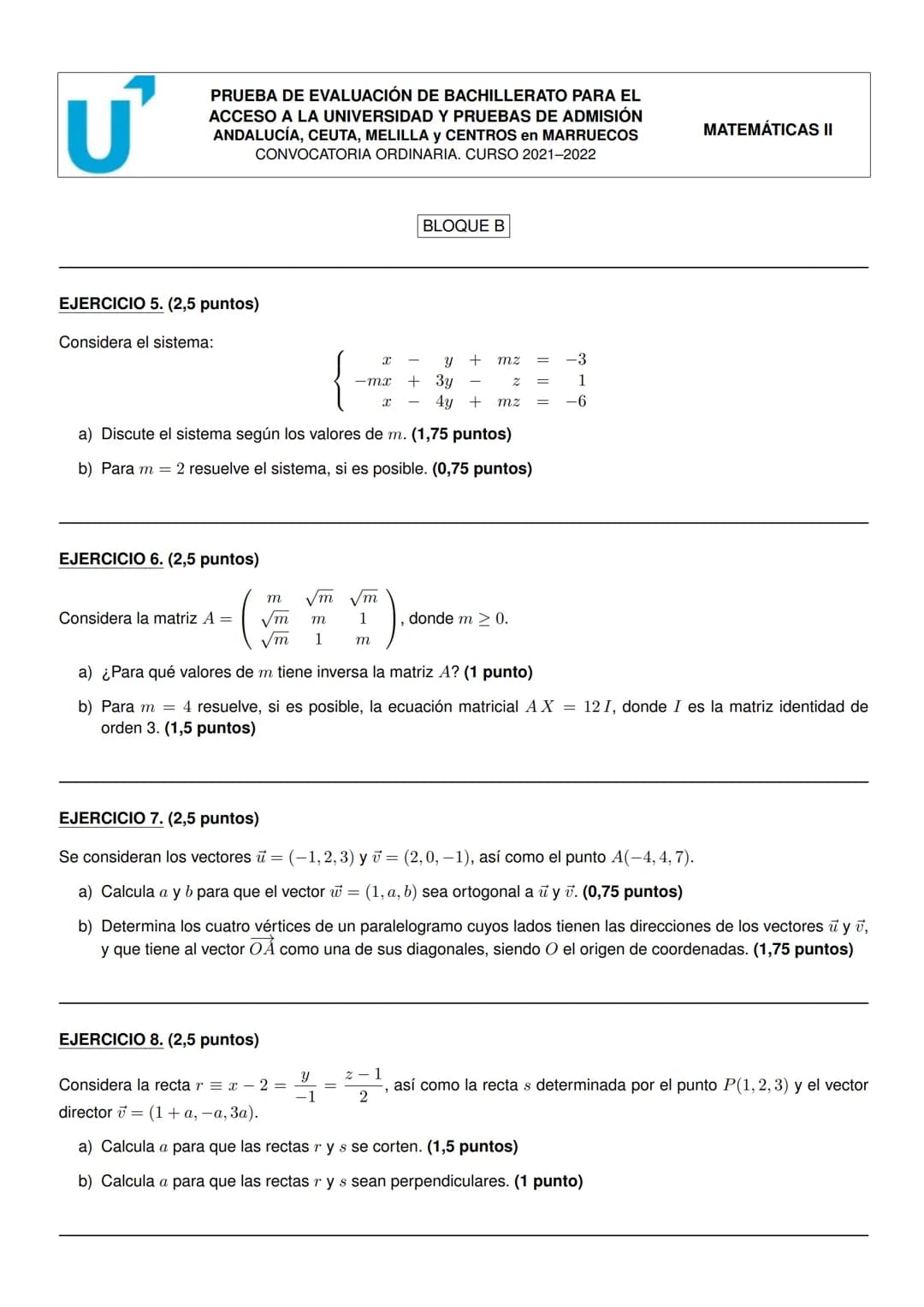 # PRUEBA DE EVALUACIÓN DE BACHILLERATO PARA EL
# ACCESO A LA UNIVERSIDAD Y PRUEBAS DE ADMISIÓN
# ANDALUCÍA, CEUTA, MELILLA y CENTROS en MARR
