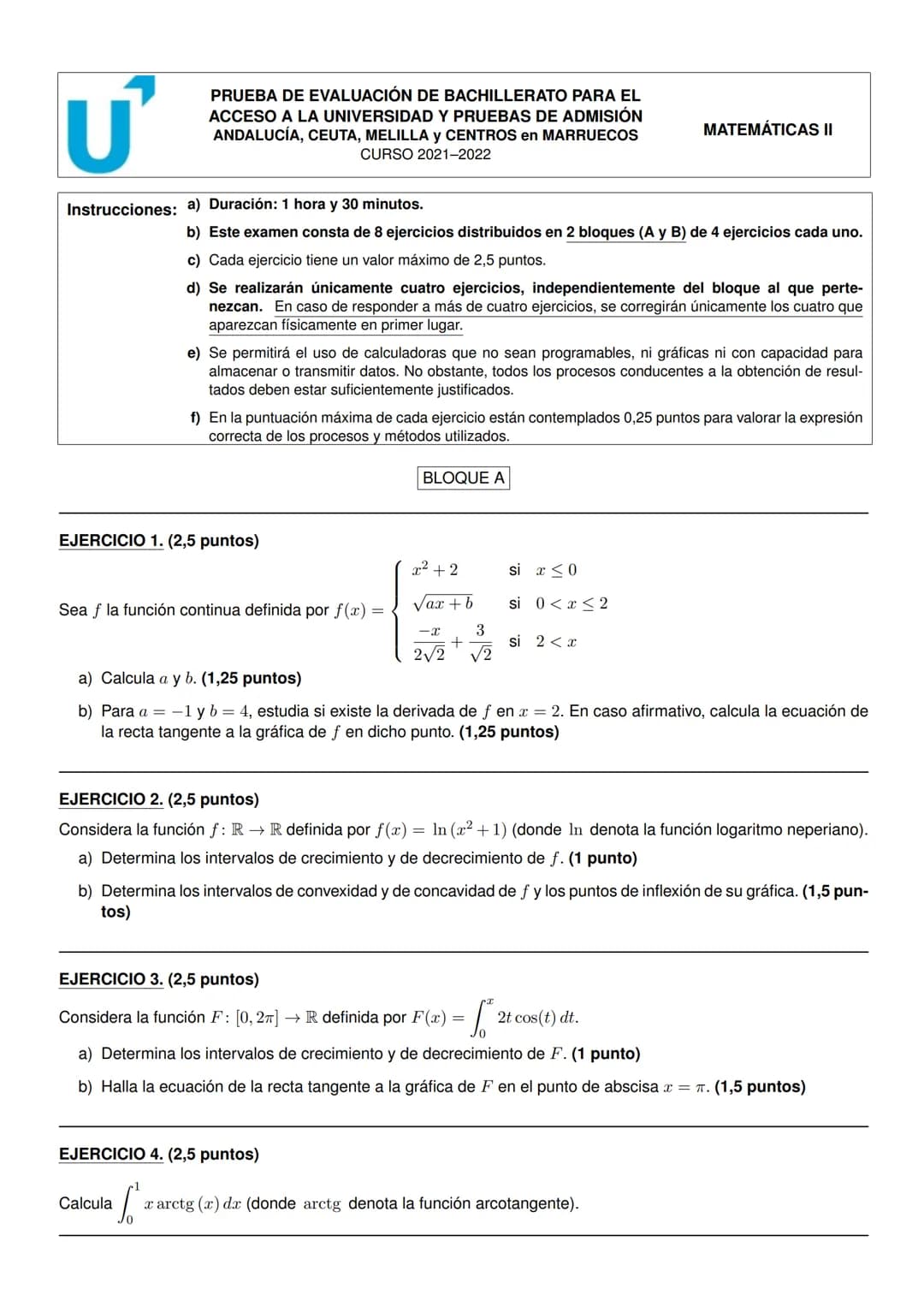 # PRUEBA DE EVALUACIÓN DE BACHILLERATO PARA EL
# ACCESO A LA UNIVERSIDAD Y PRUEBAS DE ADMISIÓN
# ANDALUCÍA, CEUTA, MELILLA y CENTROS en MARR