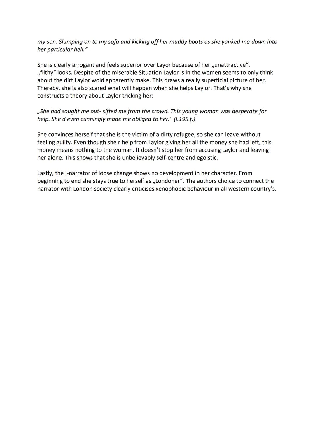 Loose Change - character analysis
The short story "Loose Change", written by Andrea Levy, published 2008, is about the
cultural differences