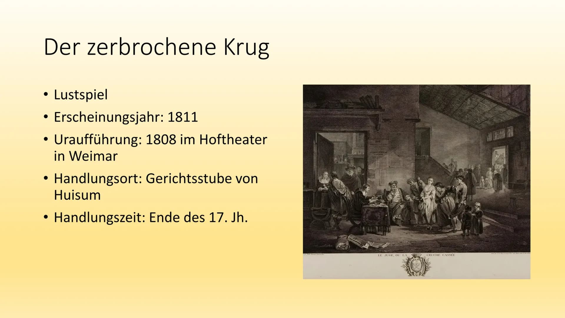 # Der zerbrochene Krug
Heinrich von Kleist # Heinrich von Kleist
• geboren 1777 in Frankfurt (Oder)
• gestorben 1811 in Berlin
• Dramatike