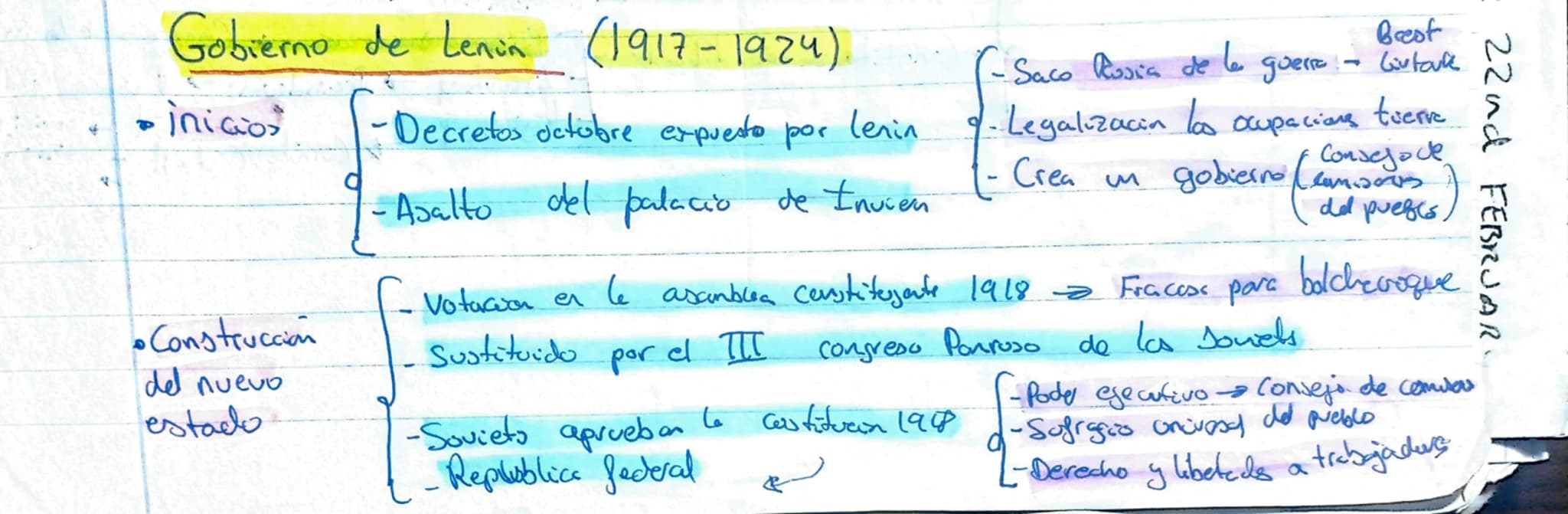 <p>El gobierno de Lenin, que tuvo lugar entre 1917 y 1924, fue un período de construcción del nuevo estado soviético. Durante este tiempo,