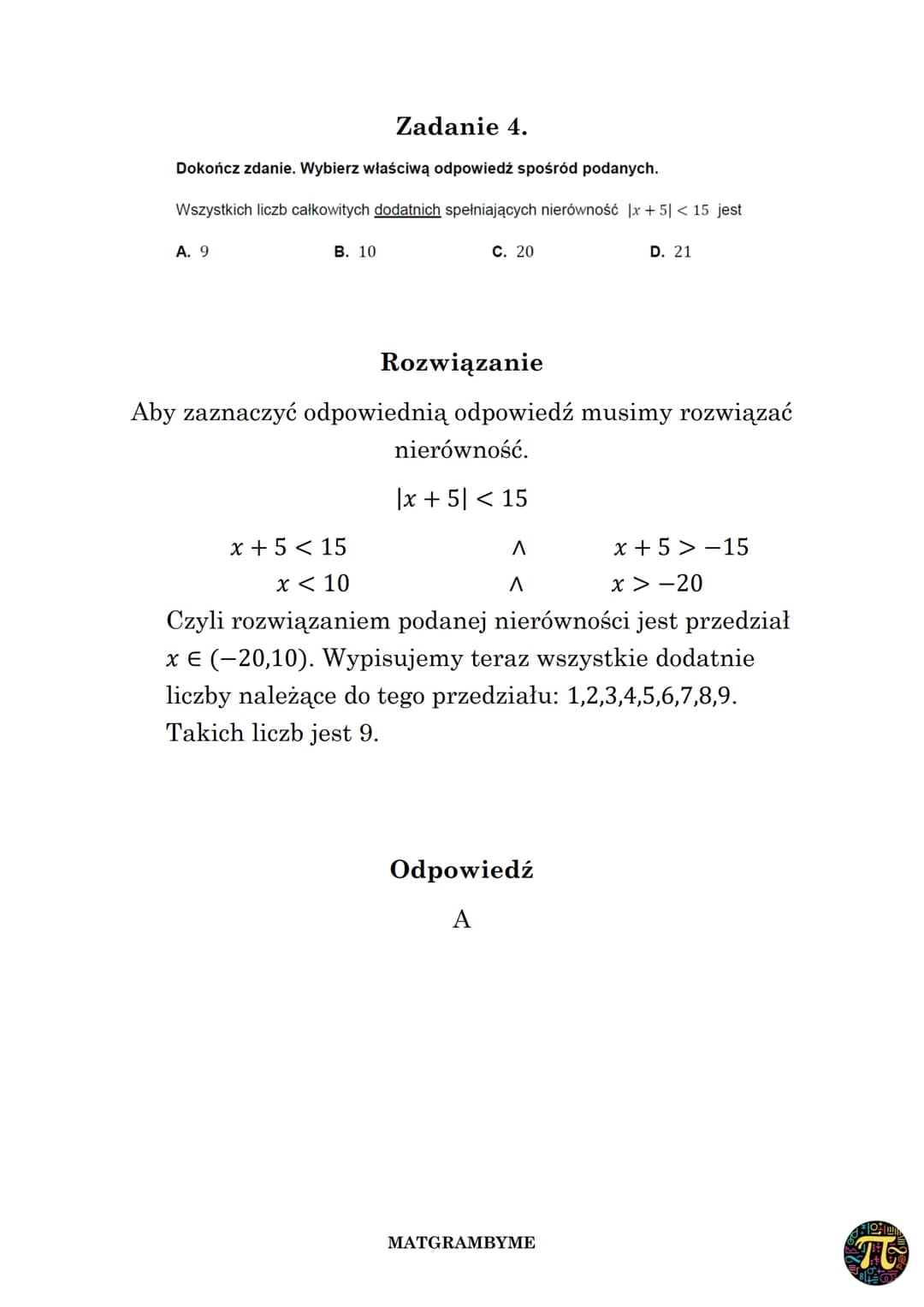 # WARTOŚĆ BEZWZGLĘDNA
Wartość bezwzględna liczby definiowana jest w
następujący sposób:
$|x| = \begin{cases} x & \text{dla } x \geq 0 \\ -