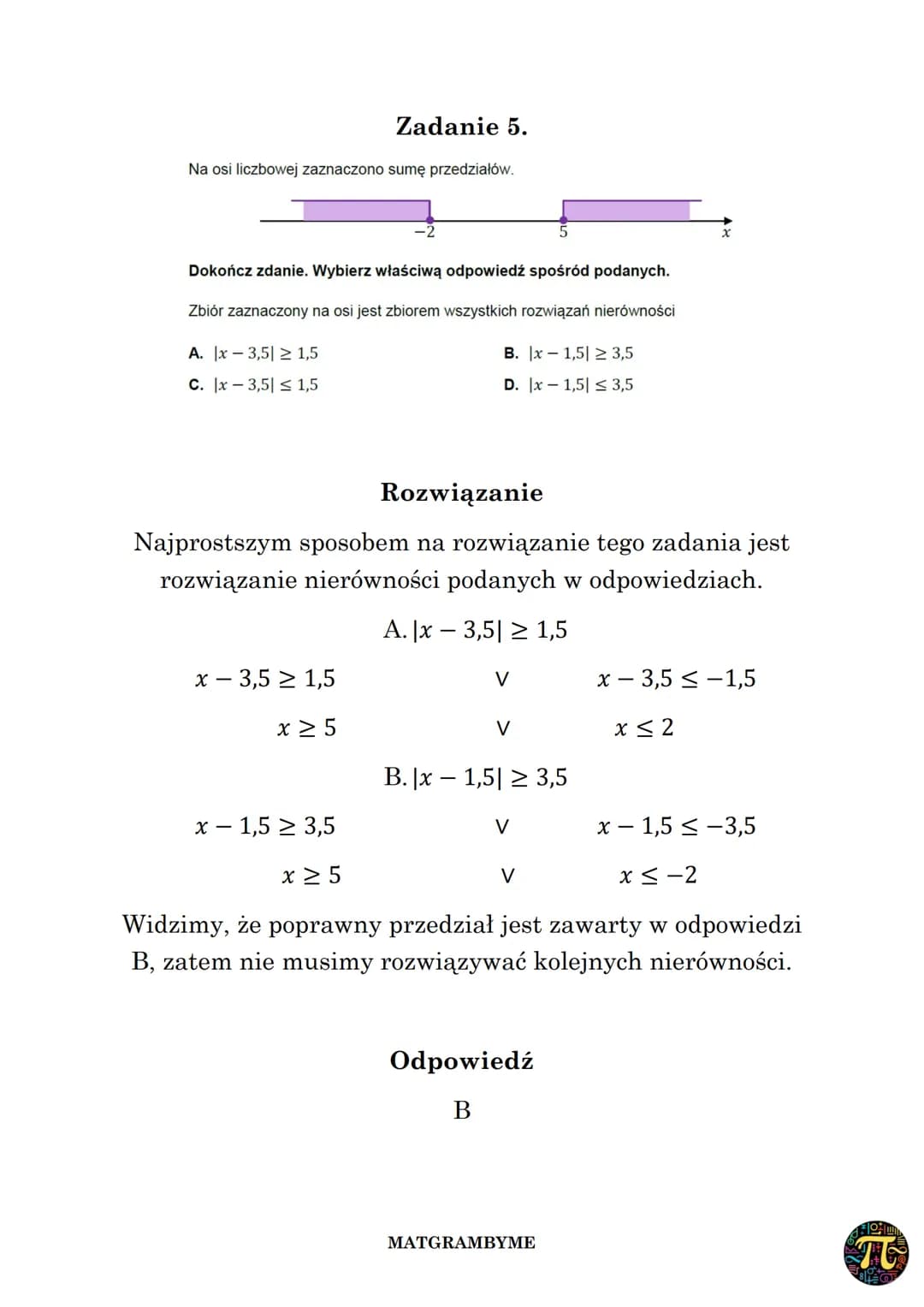 # WARTOŚĆ BEZWZGLĘDNA
Wartość bezwzględna liczby definiowana jest w
następujący sposób:
$|x| = \begin{cases} x & \text{dla } x \geq 0 \\ -