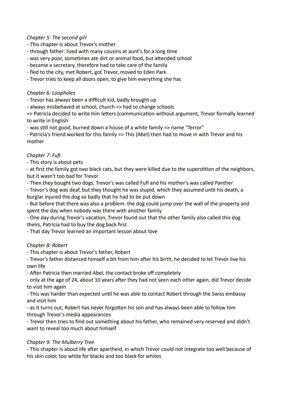 # Born a crime Summary
Topics:
1.: Keyword-like summary of the book "Born a crime"
2.: Description of the characters
3.: Background informa