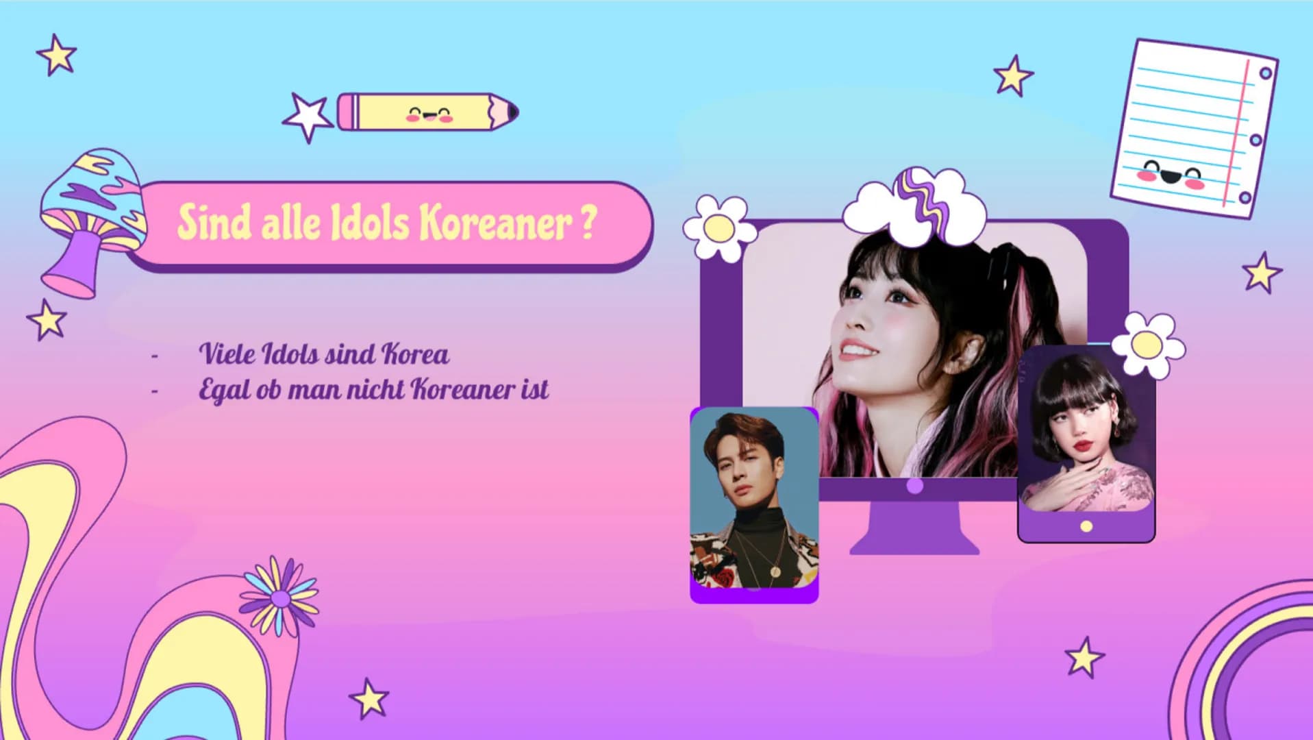 ☆
☆
☆
K-Pop
Koreanische Pop Musik
Von Mariam Al Nasser
☆
☆ ☆
★Inhaltsverzeichnis✩
K-Pop
01
03
BTS
-K-pop Kultur
-wer sind BTS?
-der An