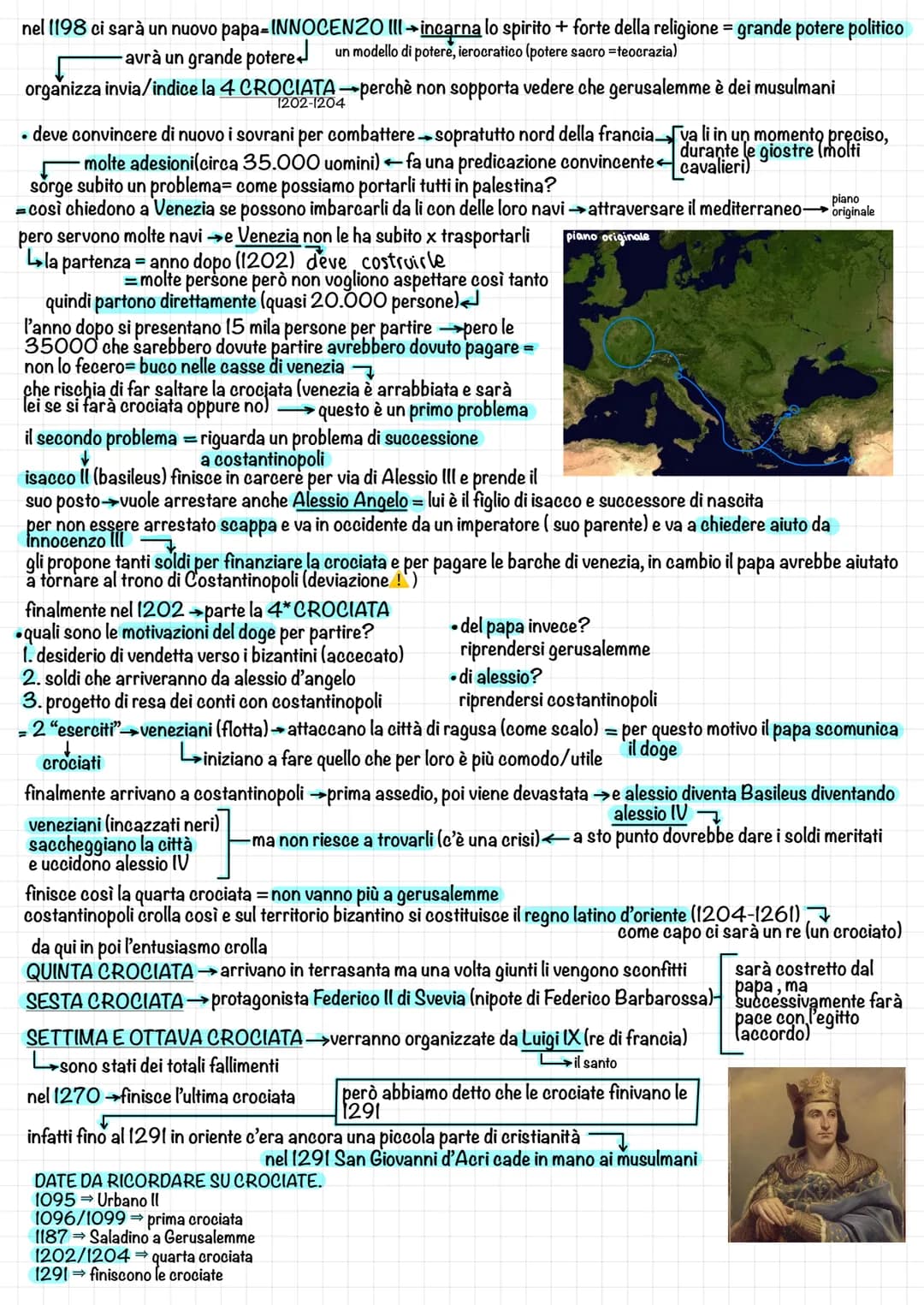 <p>Le Crociate sono spedizioni di carattere militare e religioso, che sono state lanciate insieme. Ci sono diverse tipologie di crociate: c
