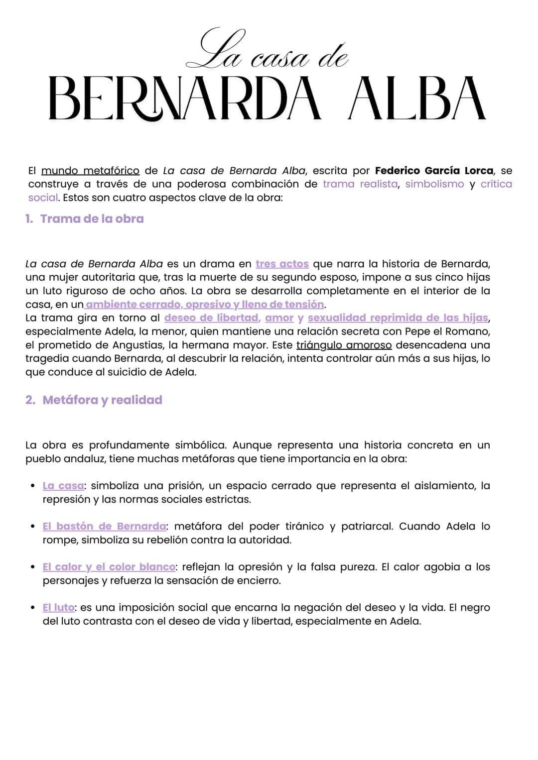 # La casa de
# BERNARDA ALBA
El mundo metafórico de La casa de Bernarda Alba, escrita por Federico García Lorca, se
construye a través de
