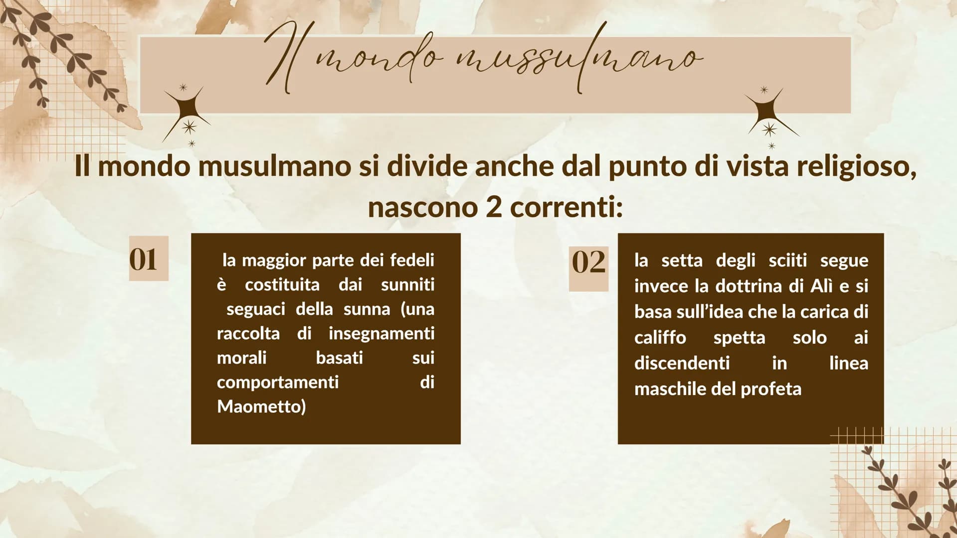 # GLI ARABI # gli arabi e la religione
Nel VIII inizia l'espansione degli arabi (popolo proveniente dalla penisola
araba organizzato in tri