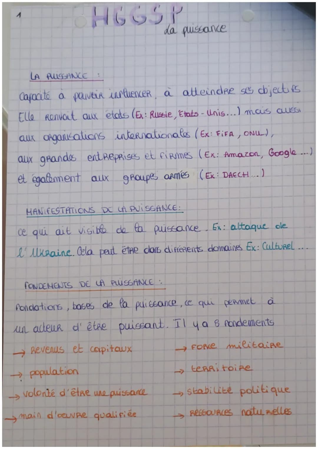 1
# HGGSP
da puissance
LA PUISSANCE:
Capacité à pauveir influencer, à atteindre ses objectirs
Elle renvoit aux états (Ex: Russie, Etats-Uni