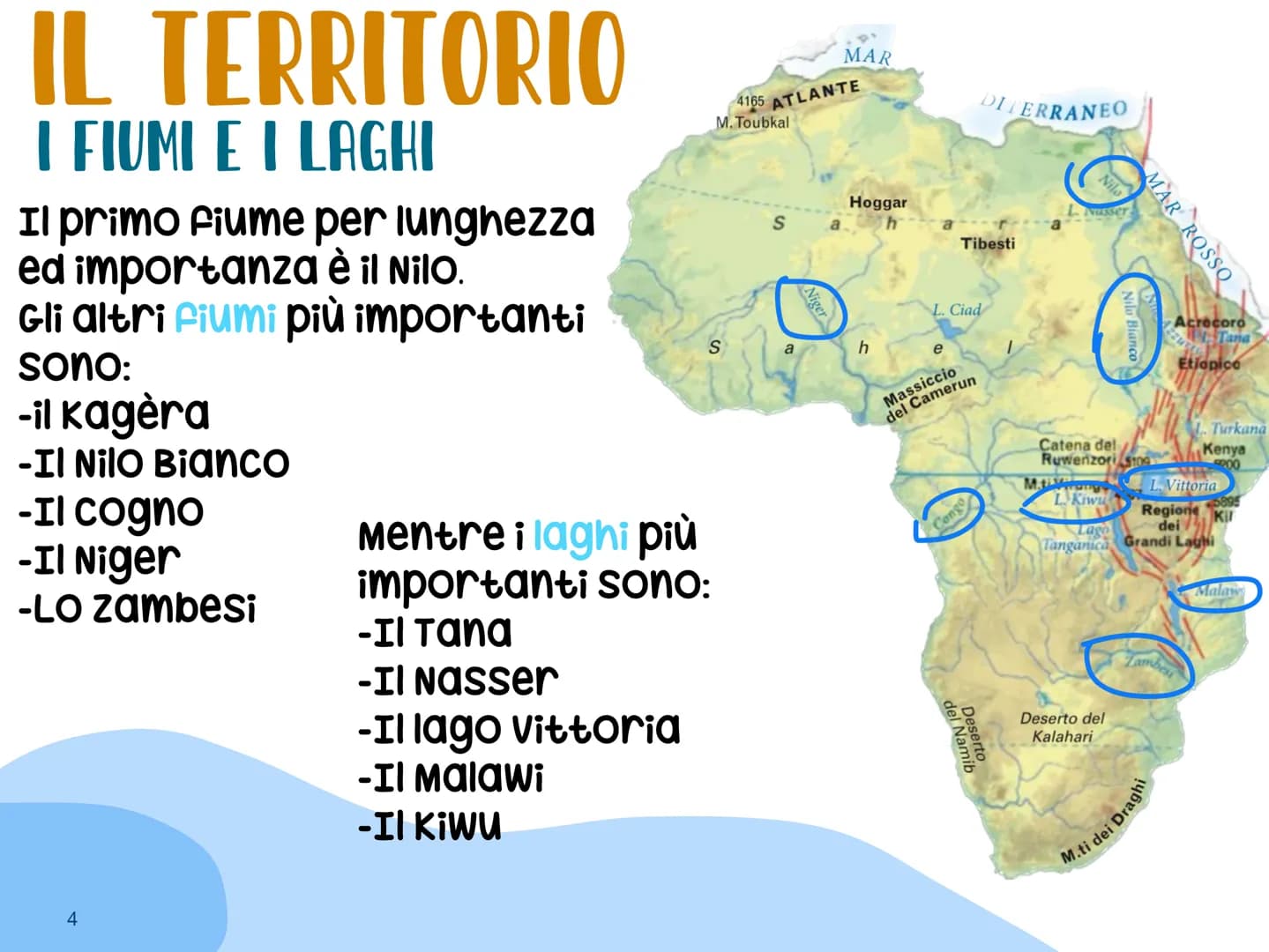 # L'AFRICA
Giorgia e Desireè # IL TERRITORIO
# I CONFINI
L'Africa è delimitata a:
-Nord dal mar mediterraneo
-ovest dall'oceano
Atlantico