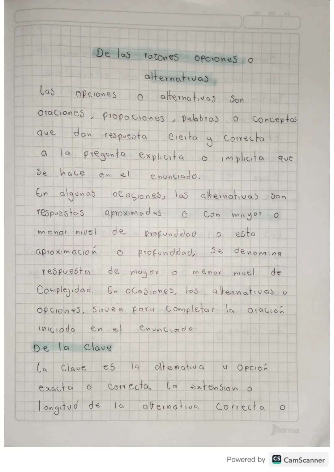 Estructura de preguntas
tipo icfes
Se forma de das grandes Componentes:
1. Un enunciado: tallo, raiz, base, Cuerpo
2. Unas opciones o alter