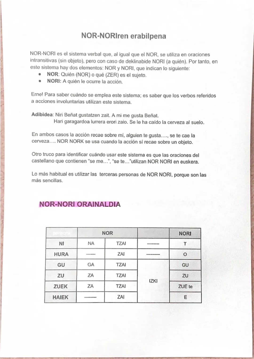 # NOR-NORK ORAINALDIA
pertsona | NOR | | | NORK
---|---|---|---|---
NI | NA | U | | T
HURA | D | U | | ---
GU | GA | IT | U | GU
ZU