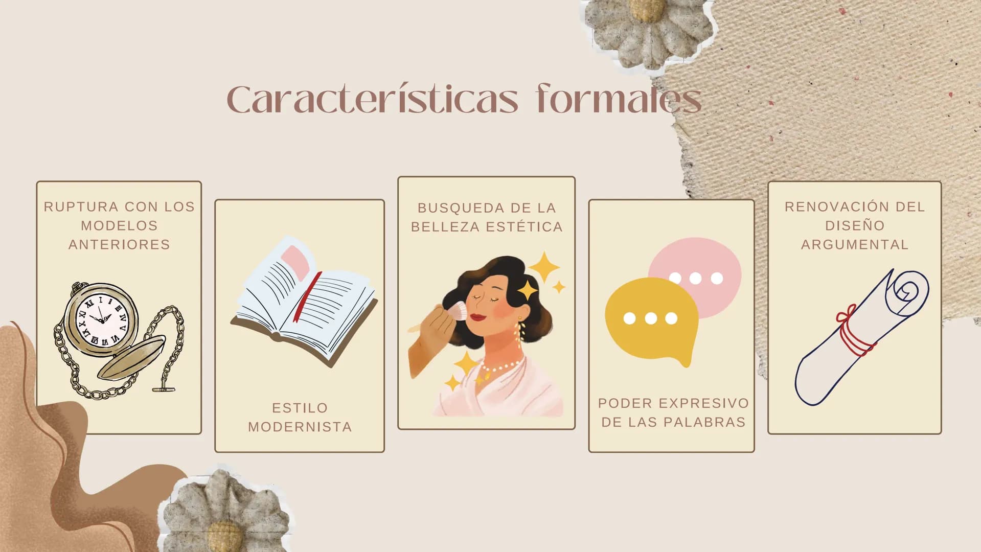 # Caracteristicas
(GENERACIÓN DEL 98) # Características formales
RUPTURA CON LOS
MODELOS
ANTERIORES
X
XL 1 7
BUSQUEDA DE LA
BELLEZA ESTÉ