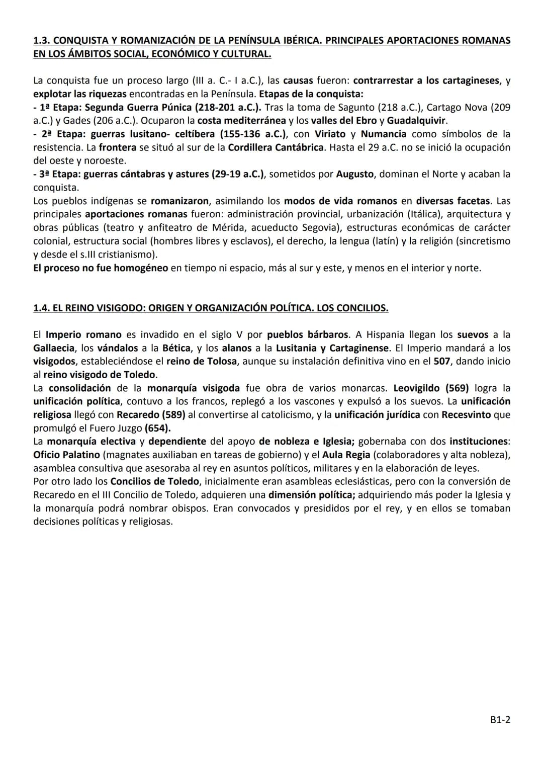 BLOQUE 1
LA PENÍNSULA IBÉRICA DESDE LOS PRIMEROS HUMANOS HASTA LA
DESAPARICIÓN DE LA MONARQUÍA VISIGODA (711)
1.1. SOCIEDAD Y ECONOMÍA EN