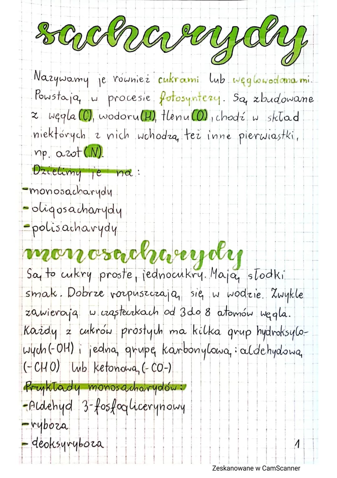 # sacharydy
Nazywamy je również cukrami lub węglowodana mi.
Powstają w procesie fotosyntezy. Sa, zbudowane
z węgla (C), wodoru (H), tlenu (