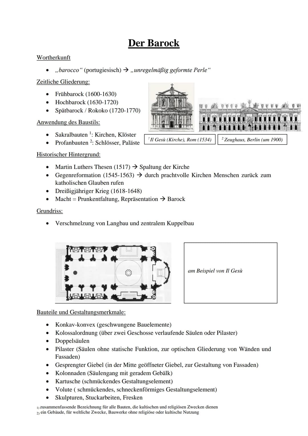 # Der Barock
Wortherkunft
- „barocco" (portugiesisch) → „unregelmäßig geformte Perle"
Zeitliche Gliederung:
- Frühbarock (1600-1630)
- H