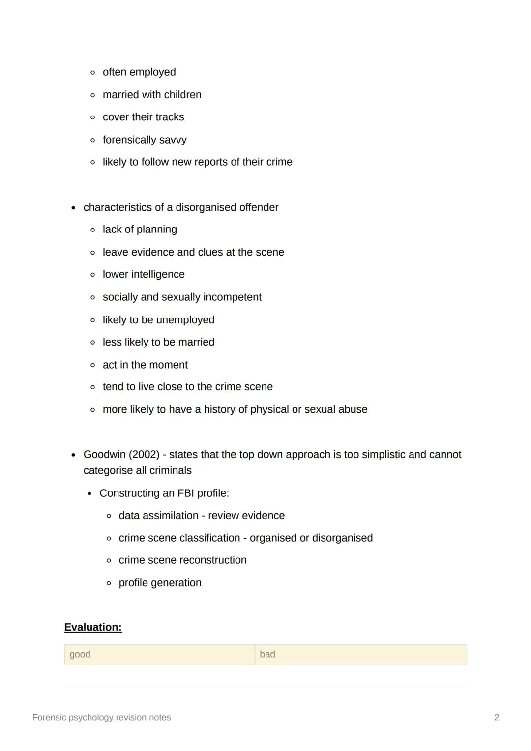 <h2>Top-Down Approach to Criminal Profiling</h2>
<p>Criminal profiling is an investigative and analytical tool used to help investigators a