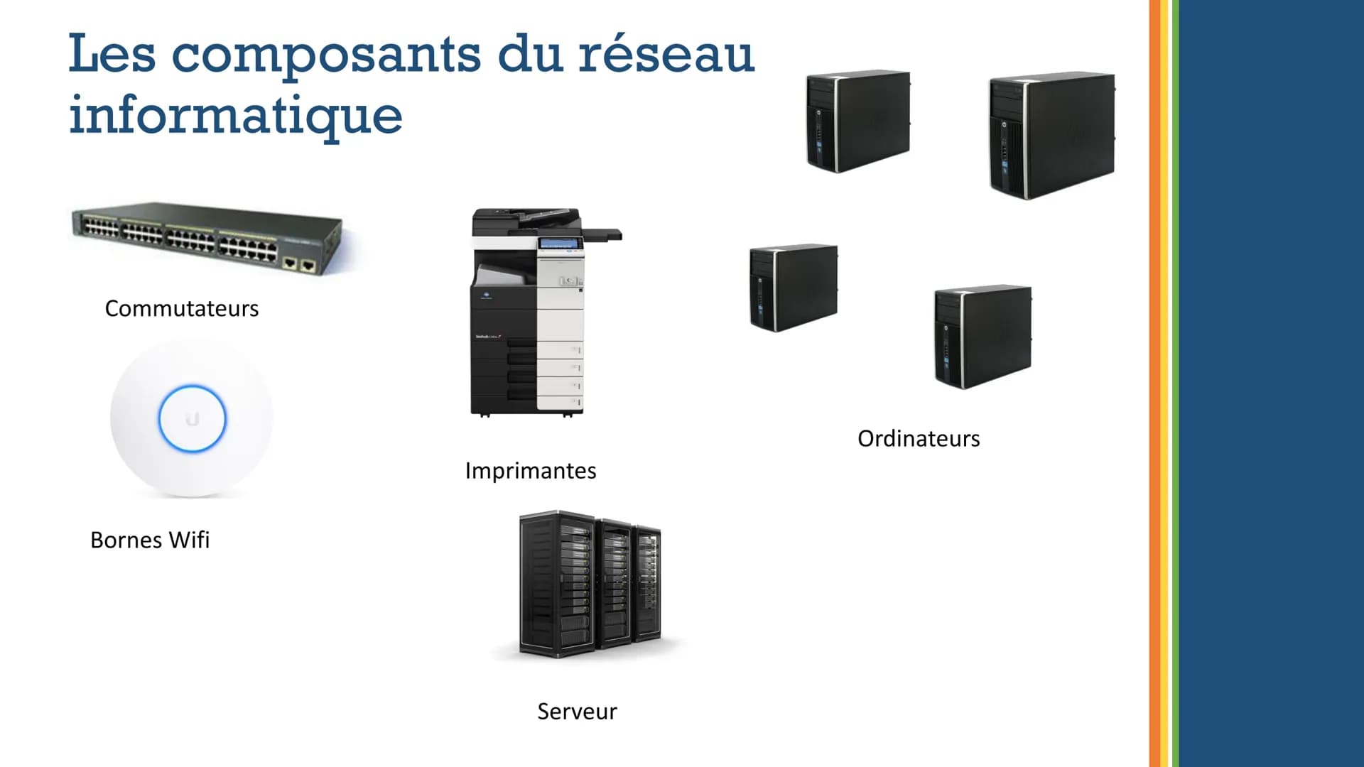 # Le réseau
# informatique du
# collège Dans le réseau informatique du
collège, il y a:
UN SERVEUR
UNE BORNE WIFI
DES ORDINATEURS
DES IM