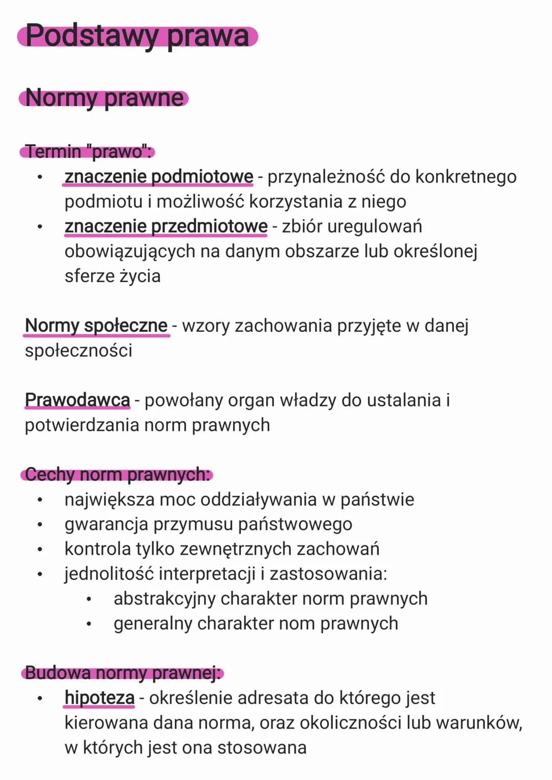 # Podstawy prawa
# Normy prawne
# Termin "prawo":
- znaczenie podmiotowe - przynależność do konkretnego
podmiotu i możliwość korzystania z