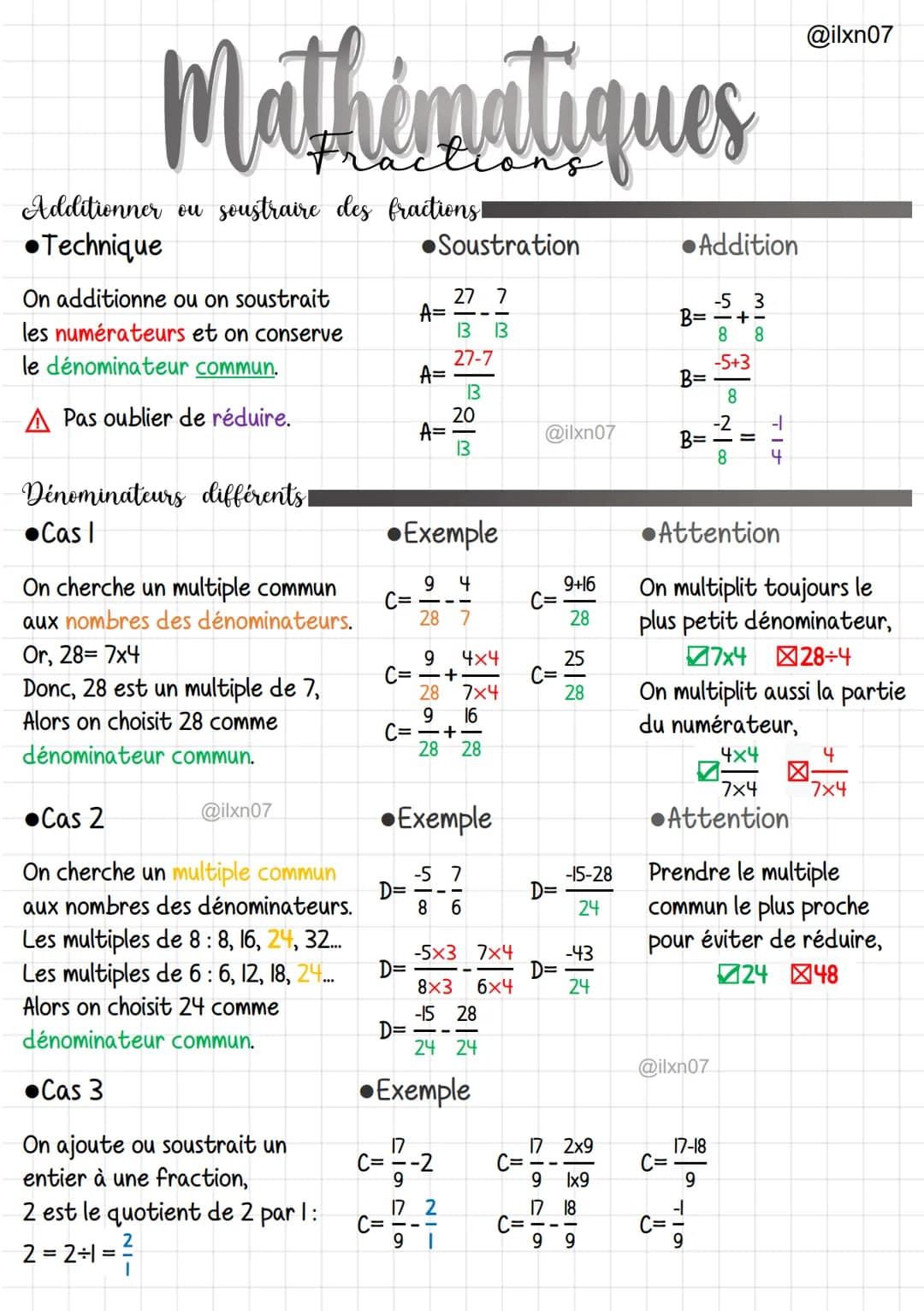 # Mathématiques
Additionner ou soustraire des fractions!
•Technique
•Soustration
•Addition
On additionne ou on soustrait
$A=\frac{27}{