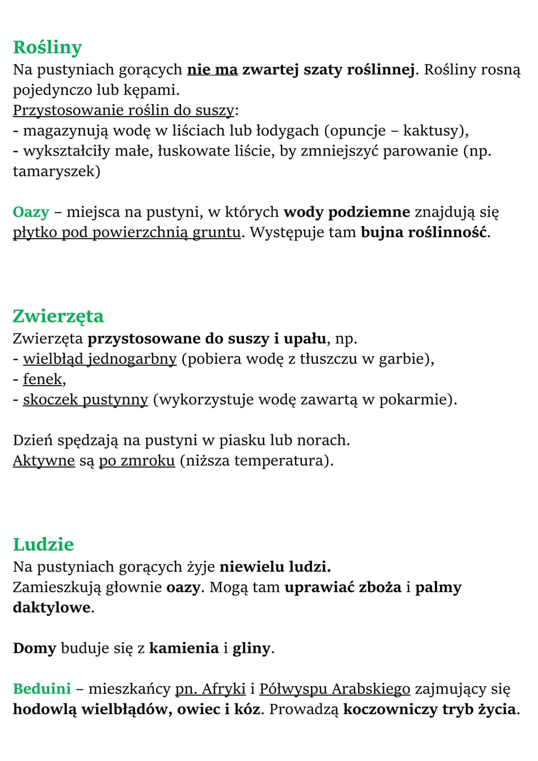 # Krajobraz pustyni gorącej i
pustyni lodowej
Pustynie to obszary, na których roślinność jest bardzo uboga lub w
ogóle nie występuje ze wzg
