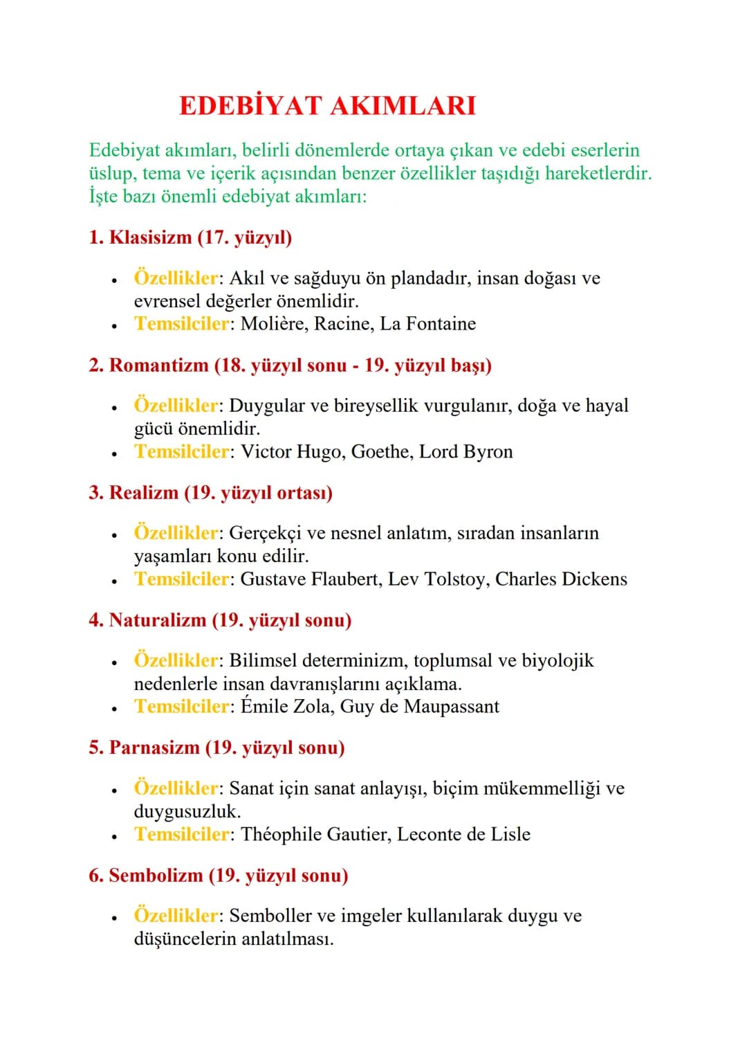 # EDEBİYAT AKIMLARI
Edebiyat akımları, belirli dönemlerde ortaya çıkan ve edebi eserlerin
üslup, tema ve içerik açısından benzer özellikler