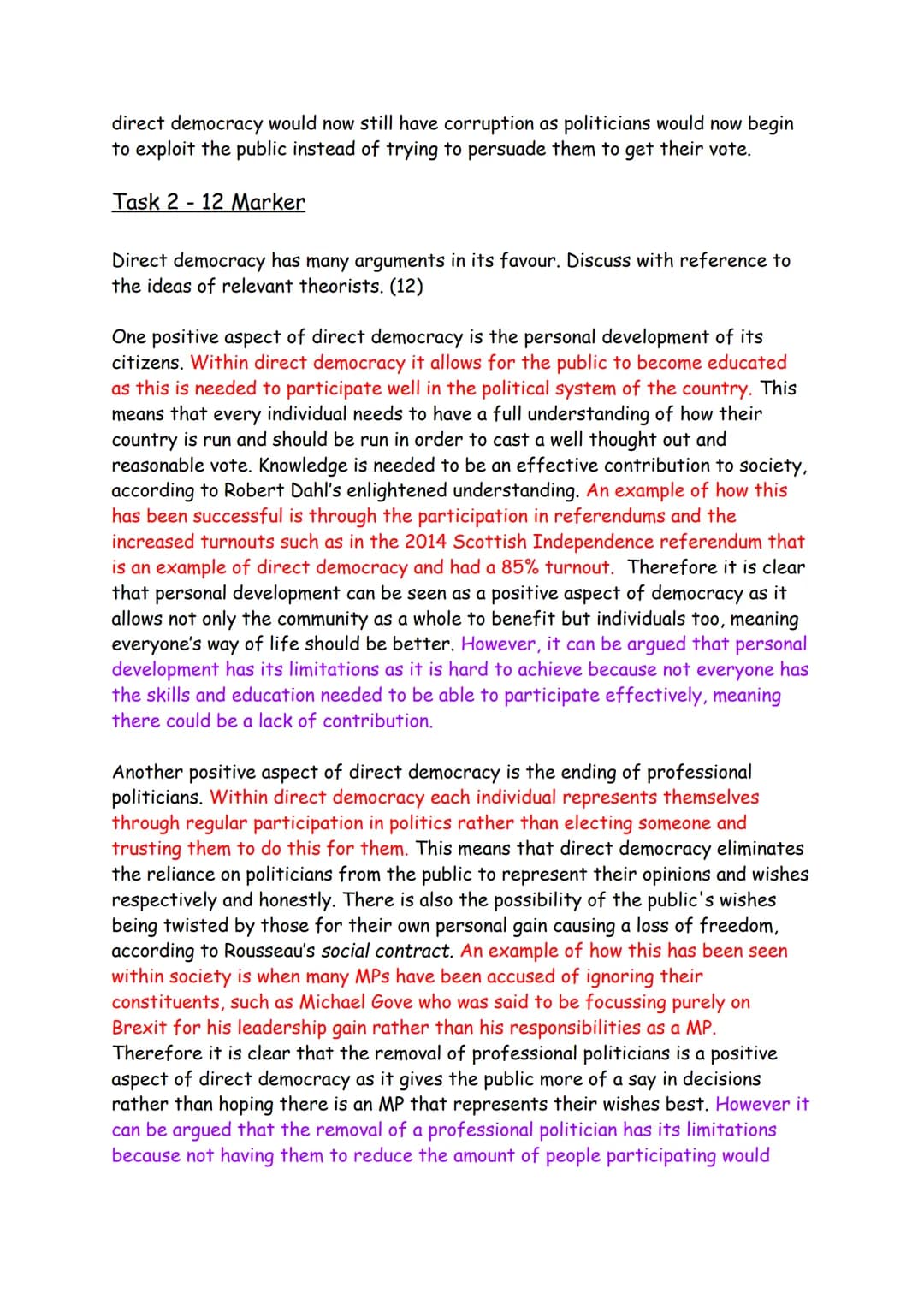 # Weaknesses of Direct Democracy and 12 marker
Participation for all vs potential exclusion of minorities
Many argue that direct democracy